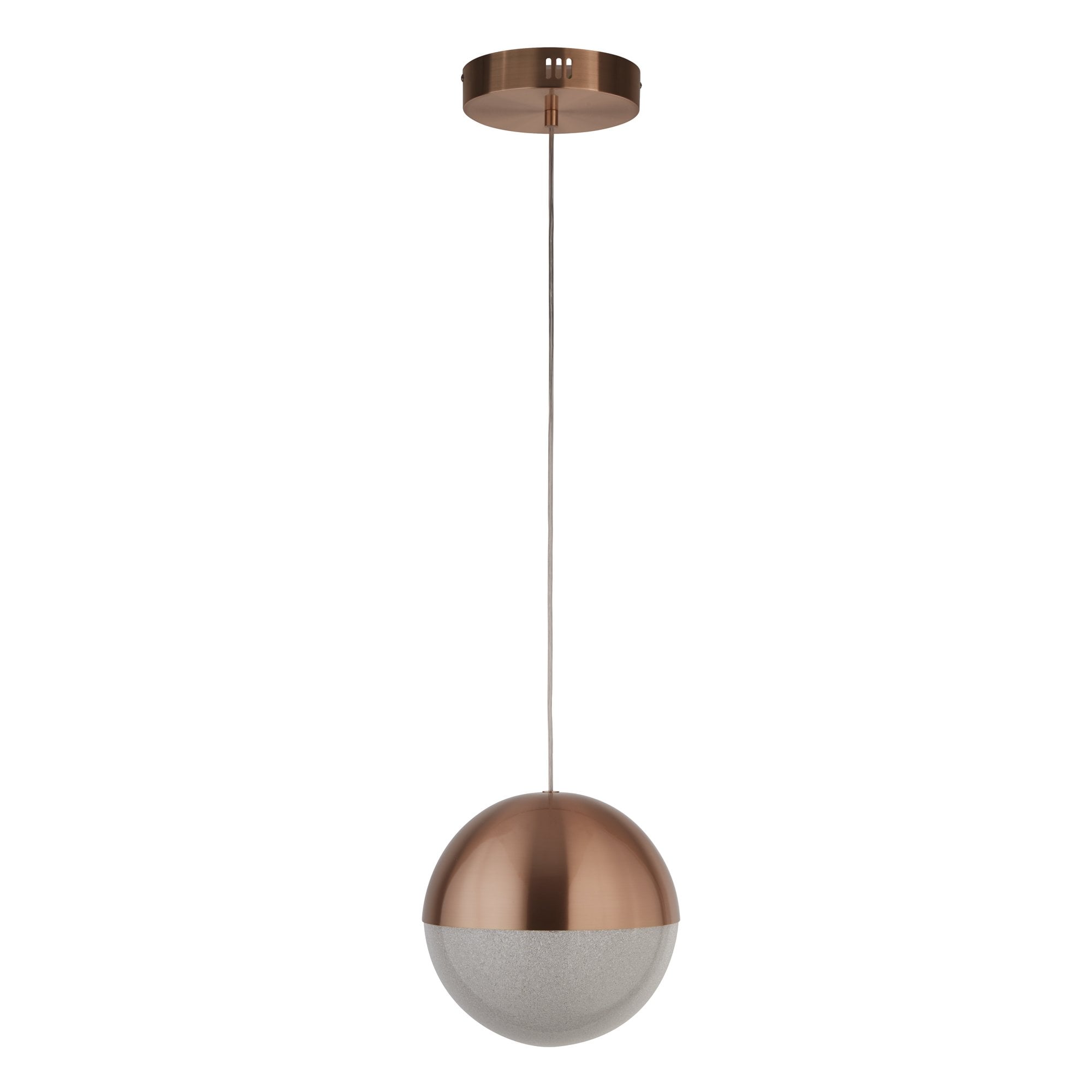 Searchlight Malta LED Pendant - Copper & Crushed Ice Shade