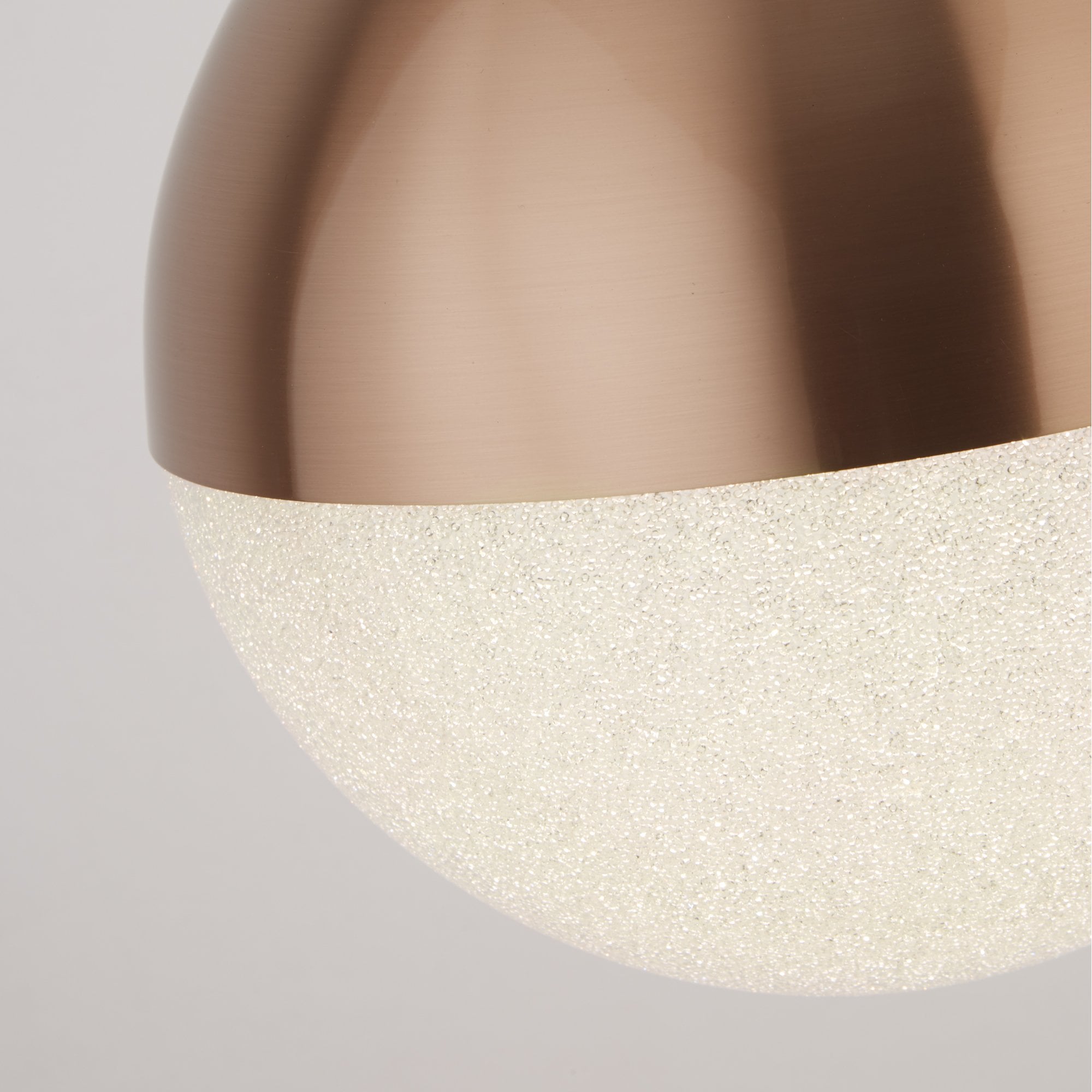 Searchlight Malta LED Pendant - Copper & Crushed Ice Shade