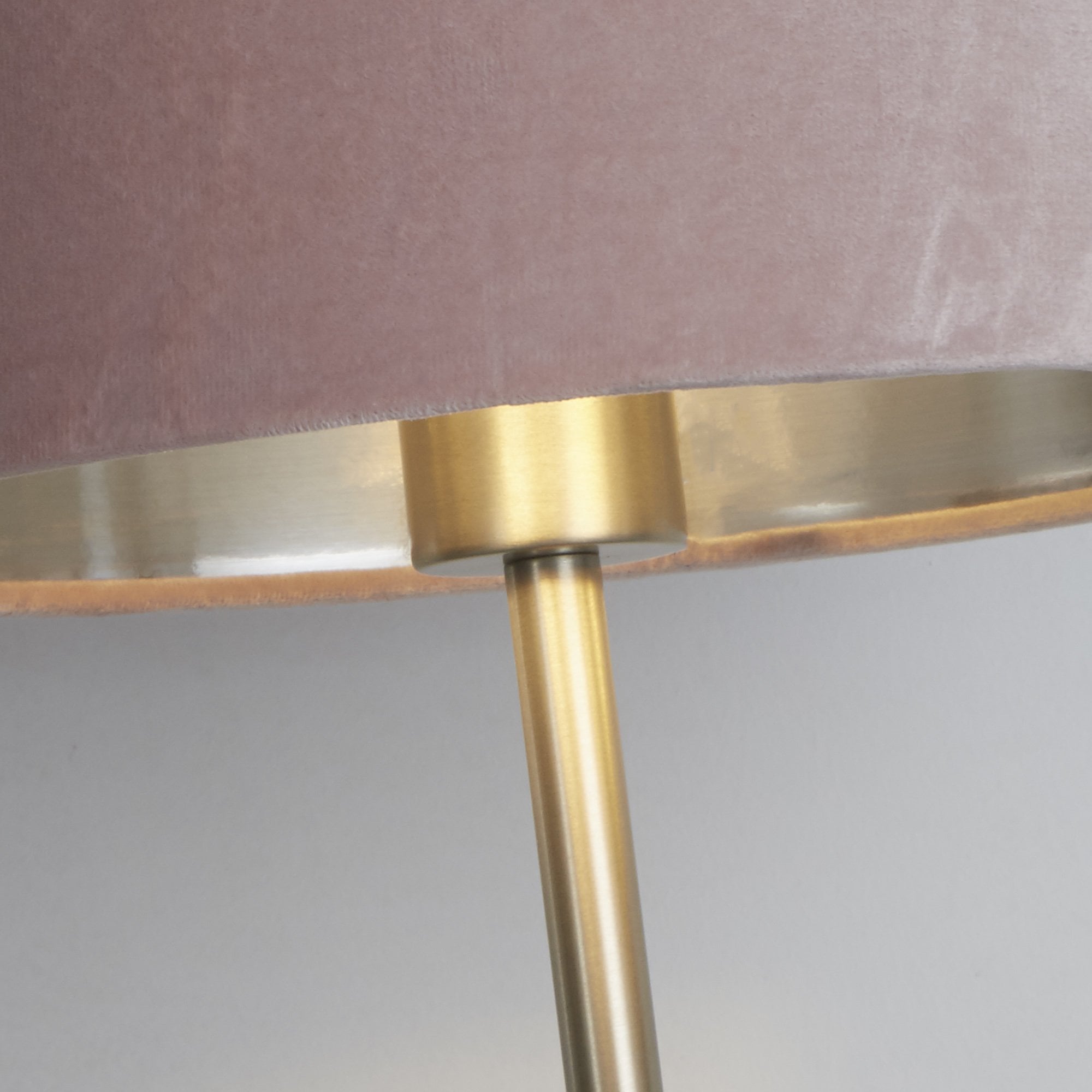 Searchlight Fairview USB Table Lamp - Satin Nickel & Pink Velvet Shade