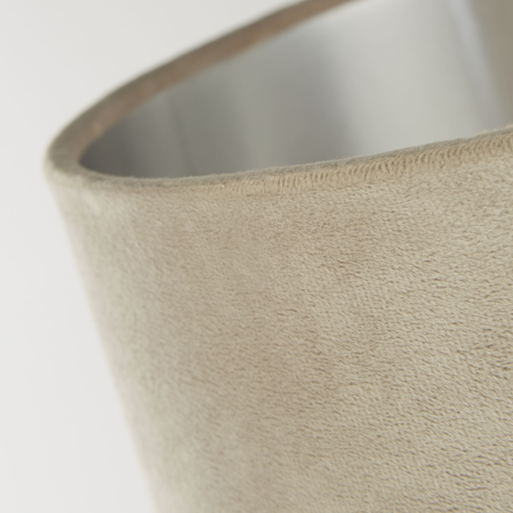 Searchlight Fairview USB Table Lamp - Satin Nickel & Taupe Velvet Shade