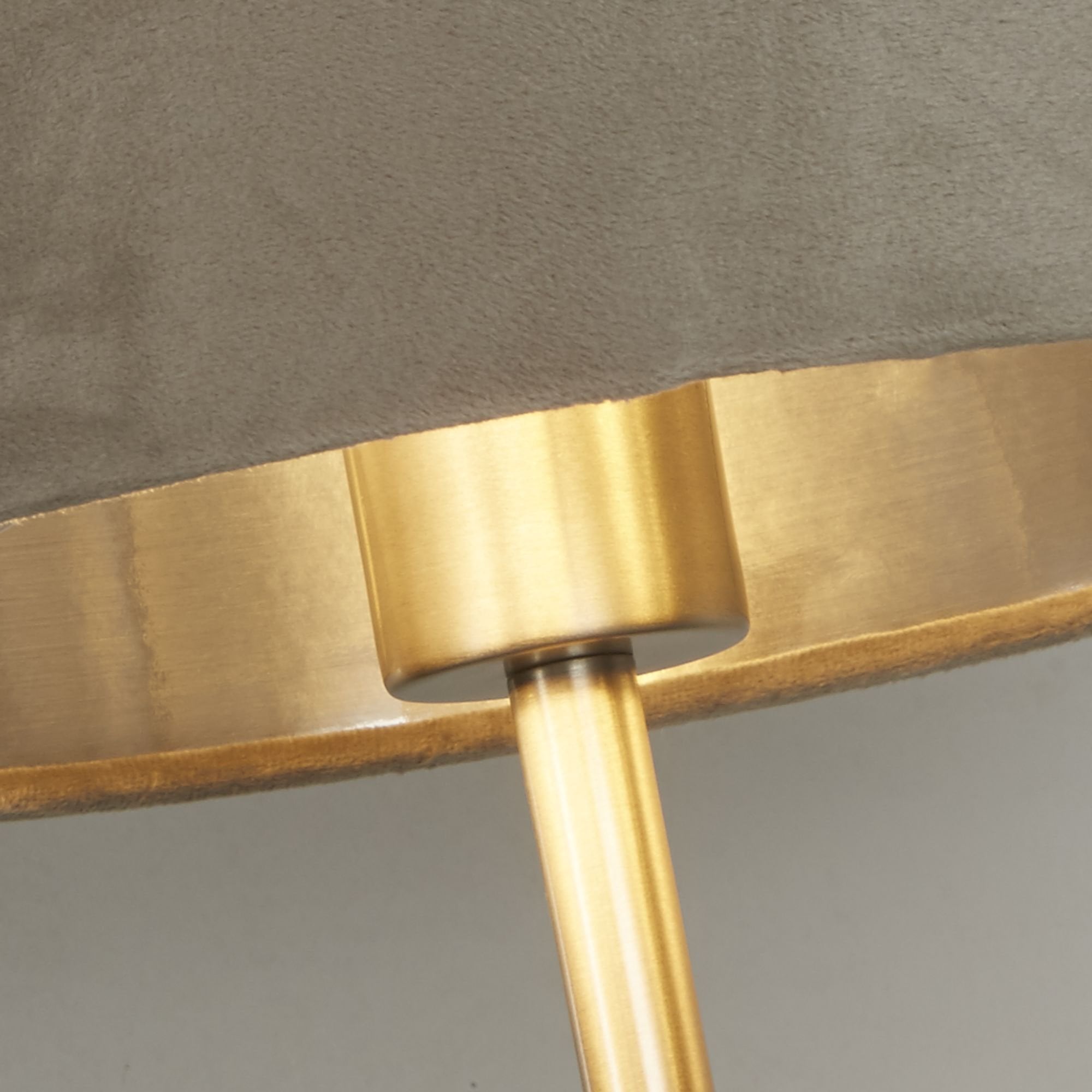 Searchlight Fairview USB Table Lamp - Satin Nickel & Taupe Velvet Shade