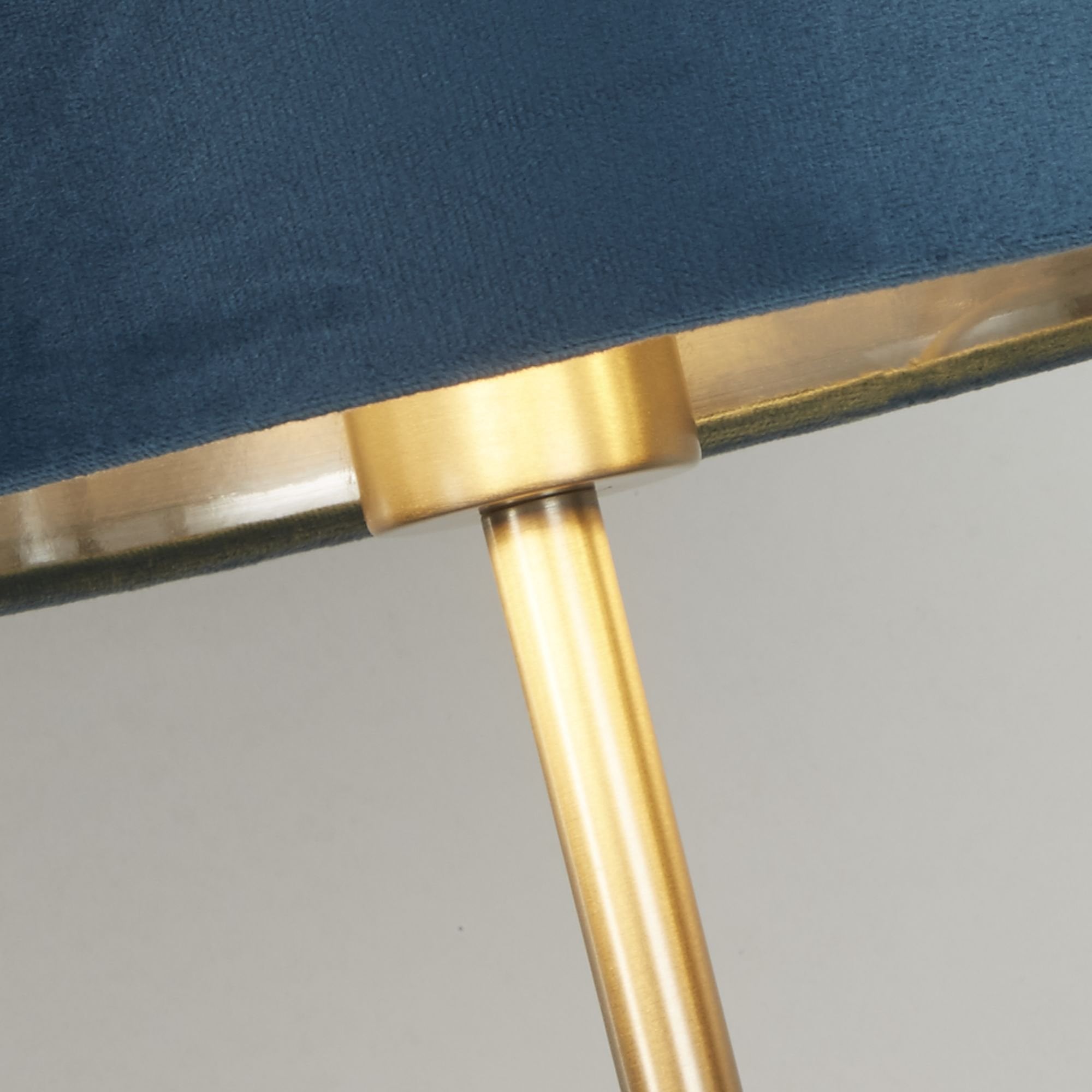 Searchlight Fairview USB Table Lamp - Satin Nickel & Teal Velvet Shade