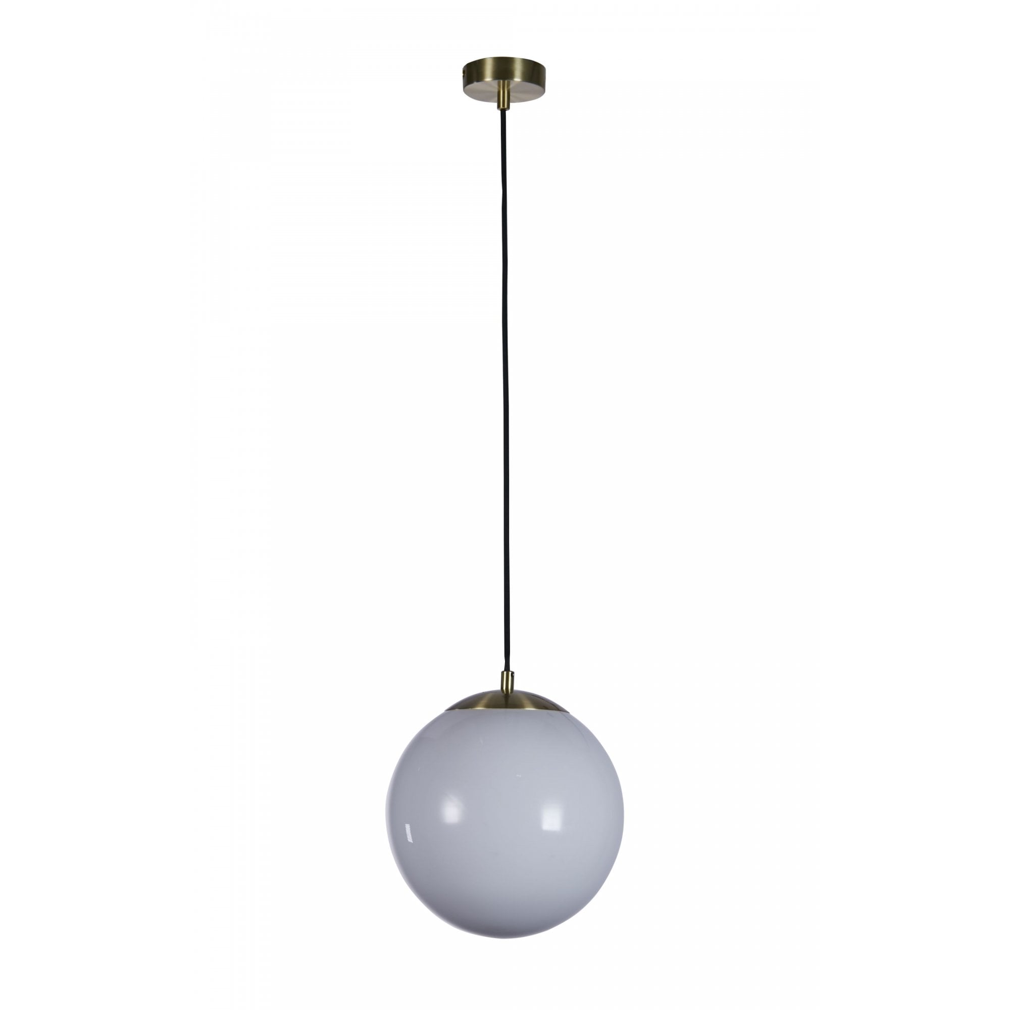 Searchlight Audley II 33cm Pendant - Satin Brass & Opal Glass