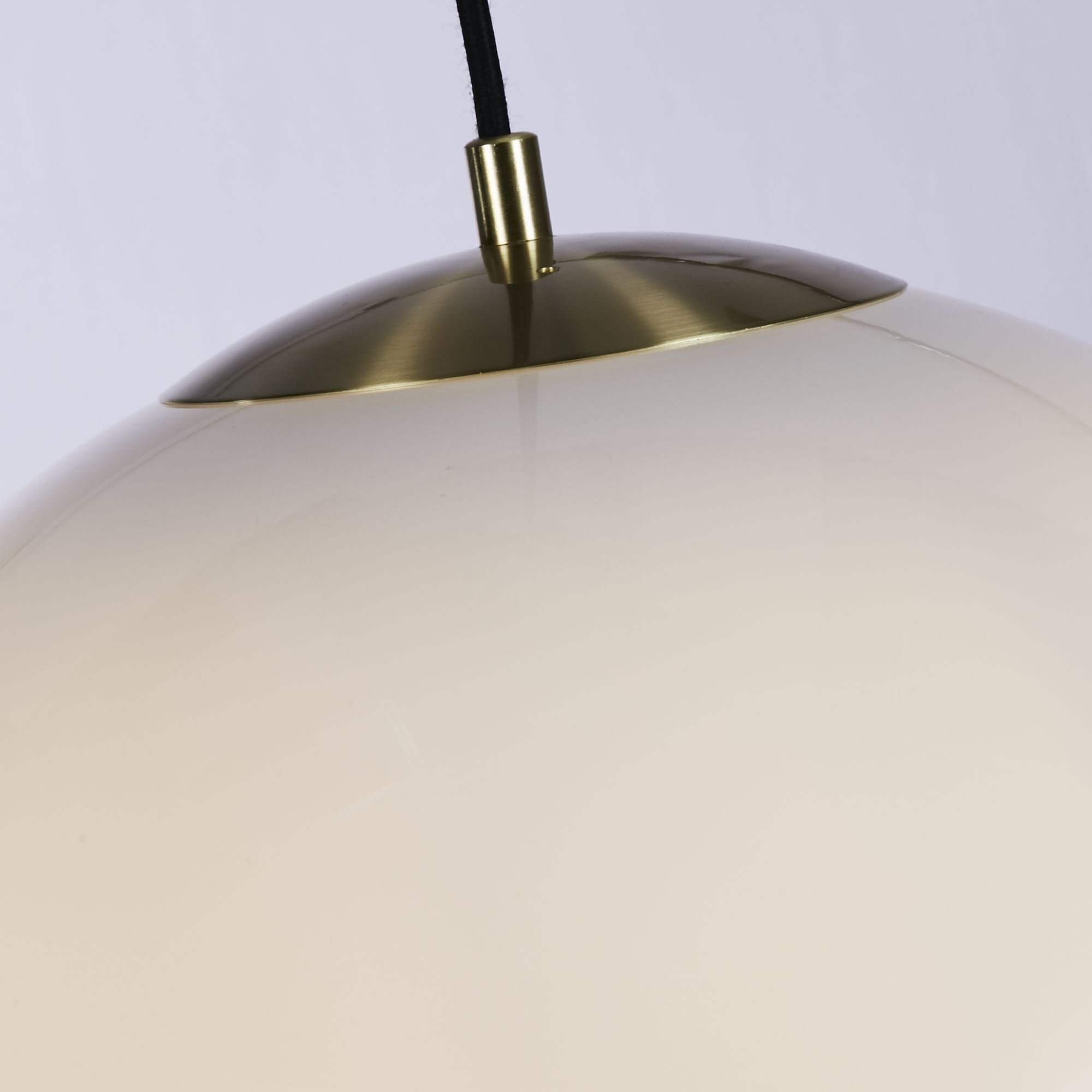Searchlight Audley II 40cm Pendant - Satin Brass & Opal Glass