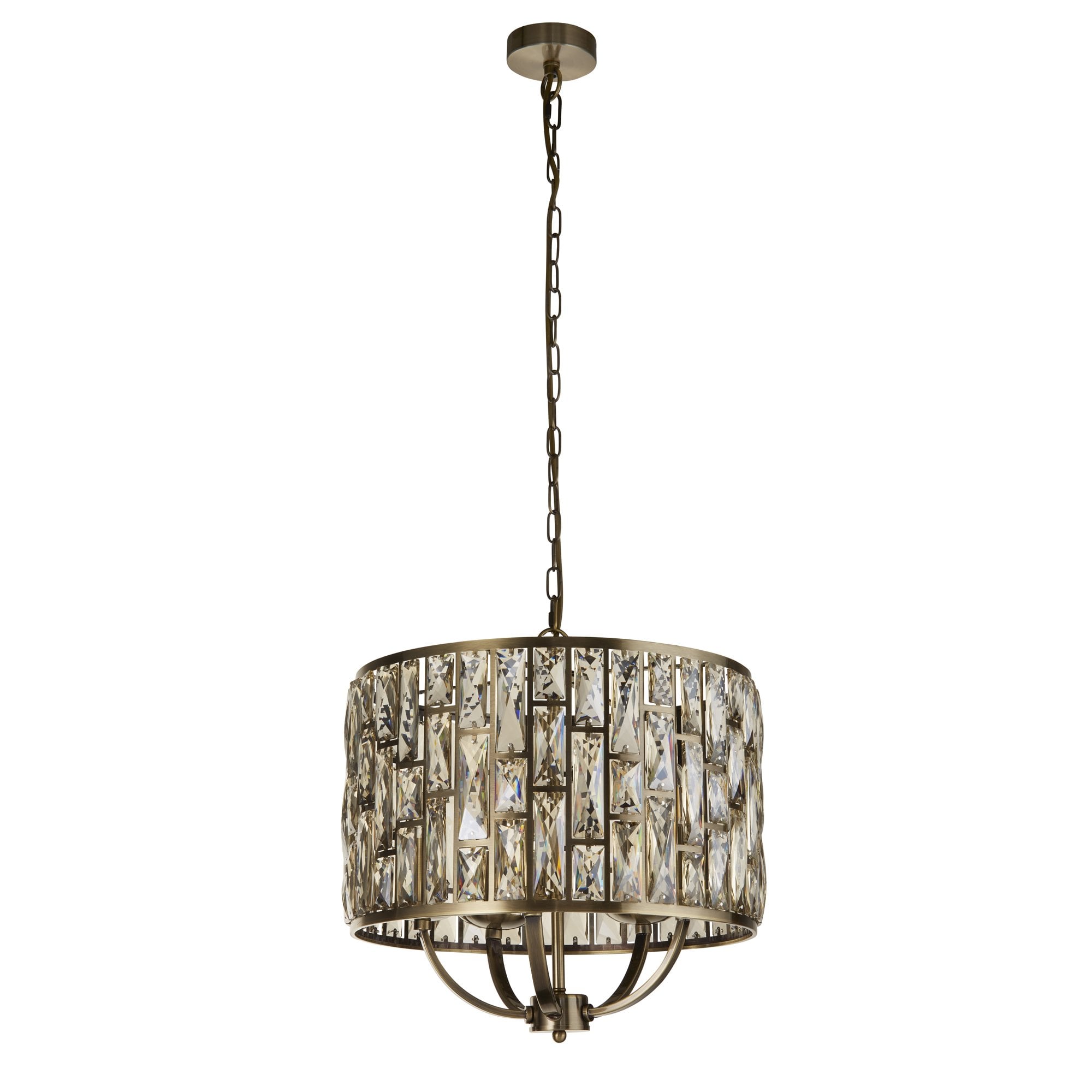 Searchlight Becket 5 Light Pendant - Antique Brass & Champagne Glass