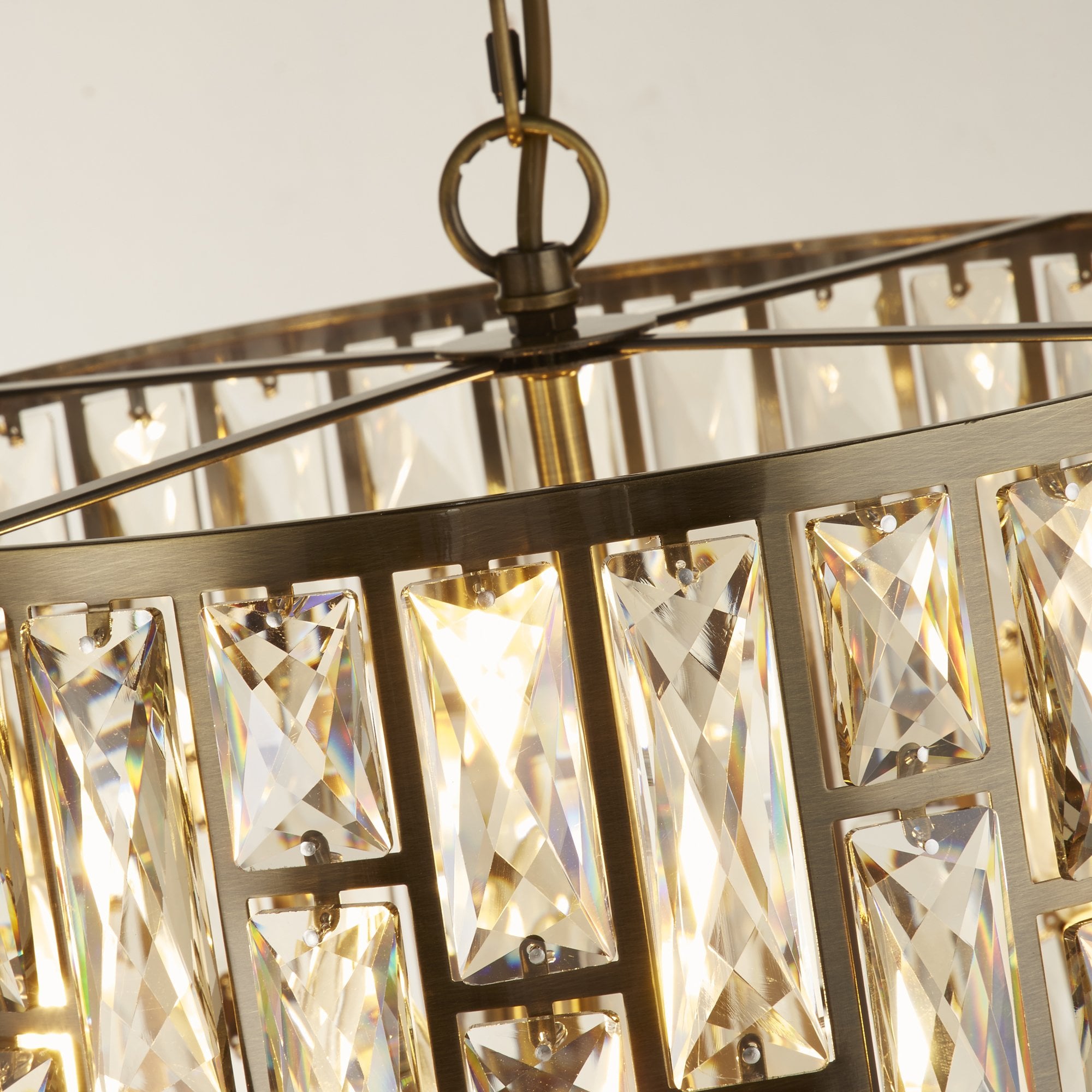 Searchlight Becket 5 Light Pendant - Antique Brass & Champagne Glass