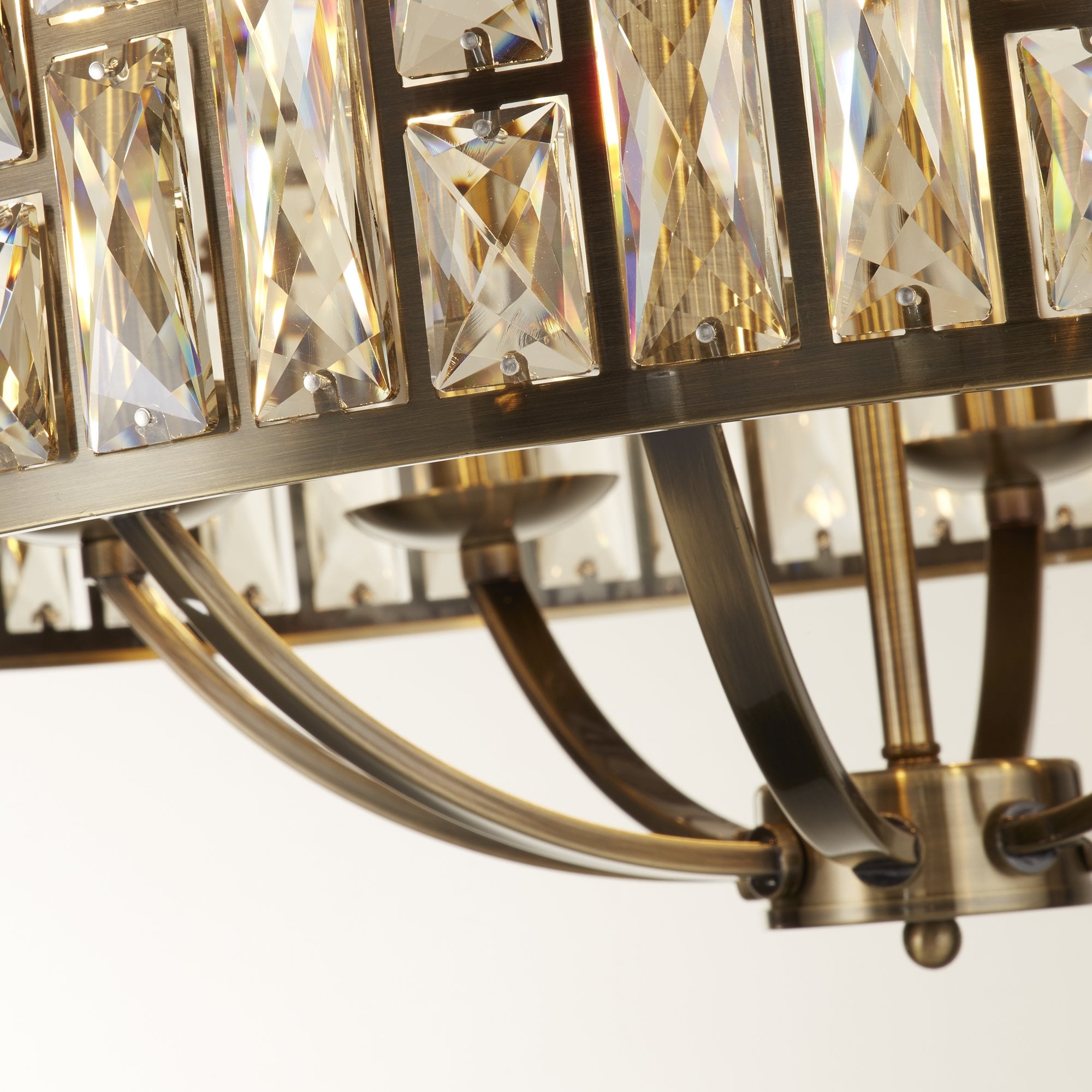 Searchlight Becket 8 Light Pendant - Antique Brass & Champagne Glass