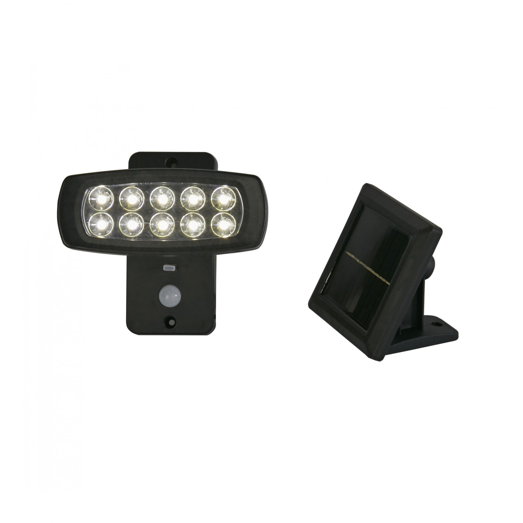 Searchlight Cairo Solar Outdoor Wall Light with PIR - Black & White Polycarbonate