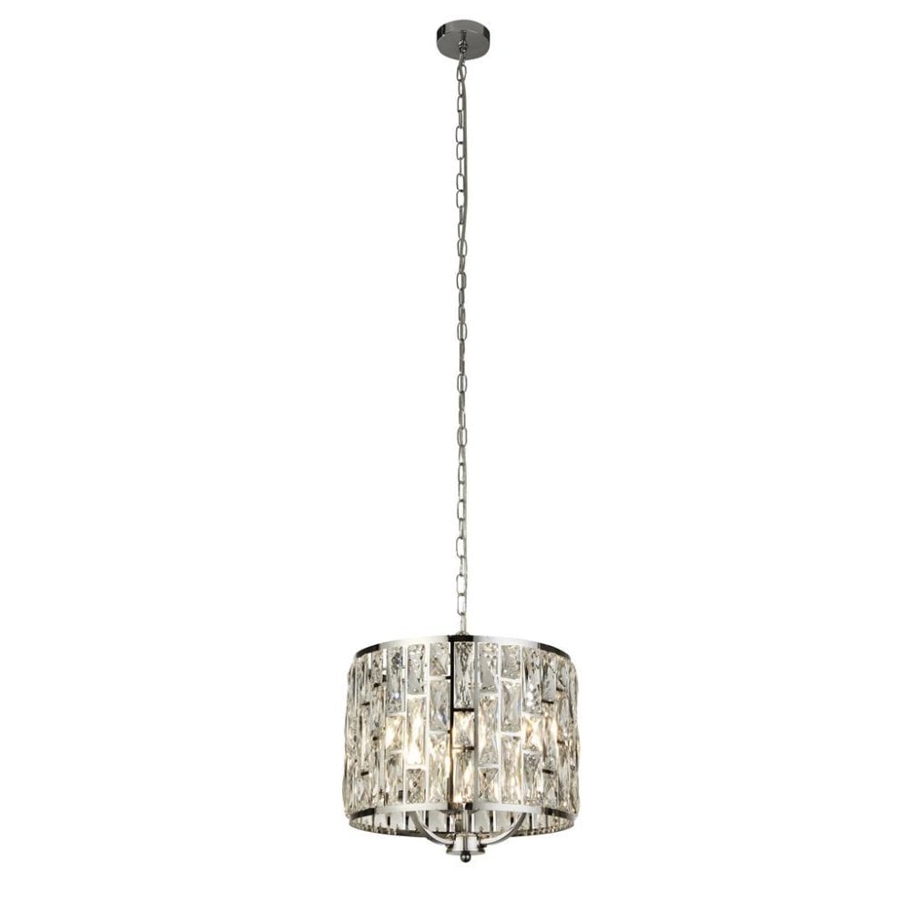 Searchlight Becket 3 Light Ceiling Pendant - Chrome & Crystal Glass