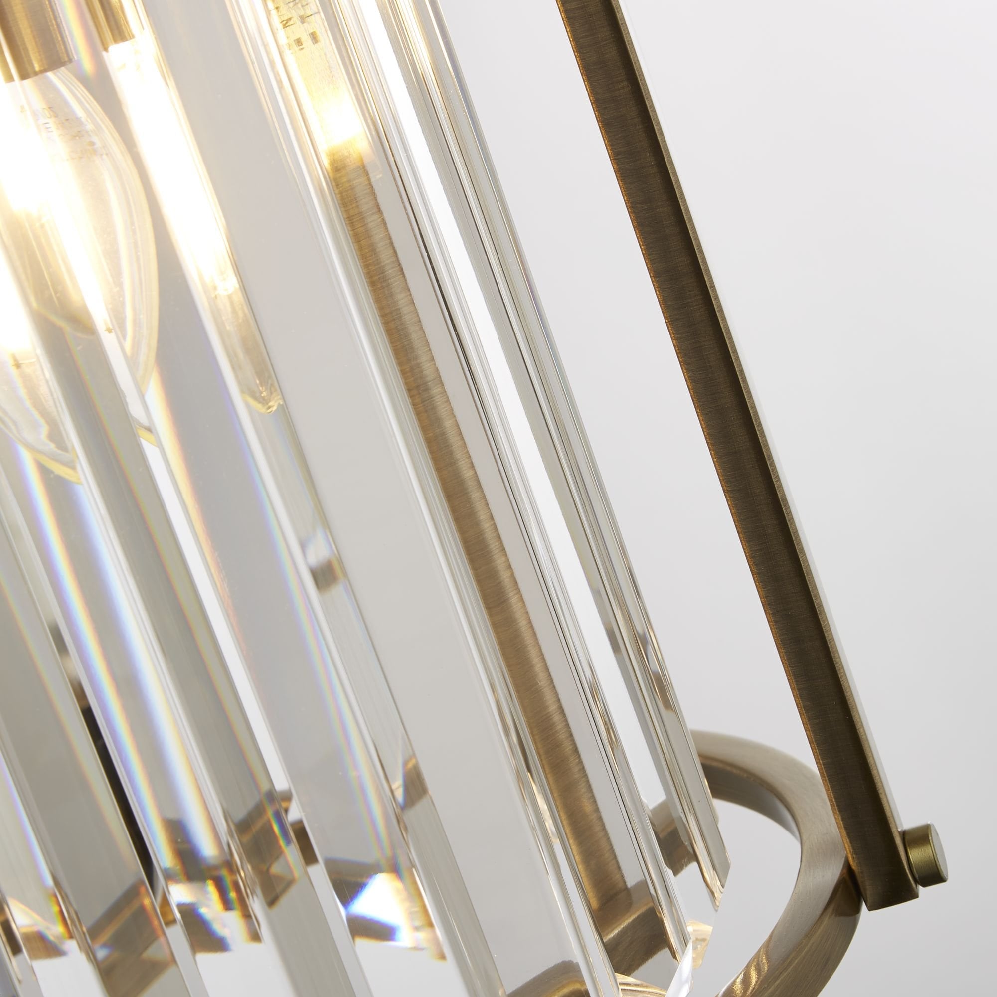 Searchlight Villier 2 Light Pendant - Antique Brass & Clear Crystal