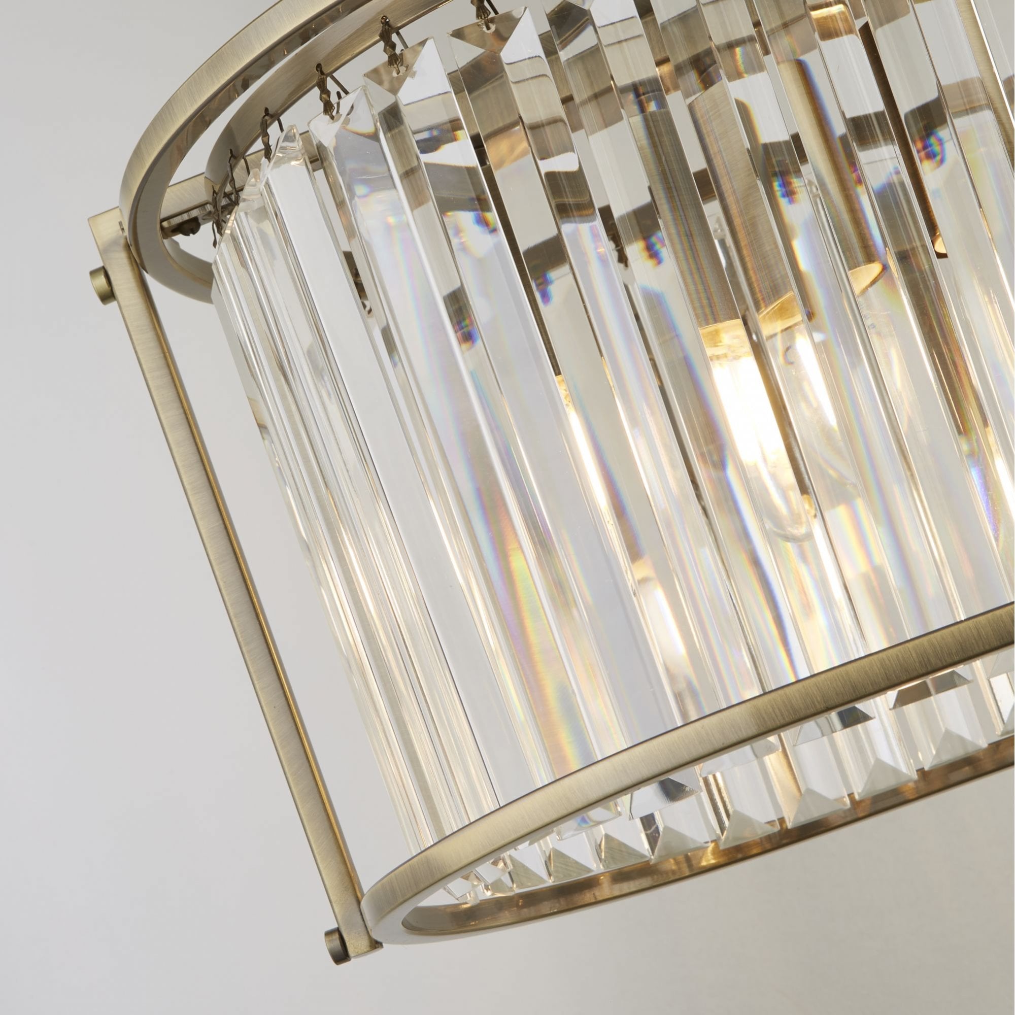 Searchlight Villier 5 Light Oval Pendant - Antique Brass & Clear Crystal