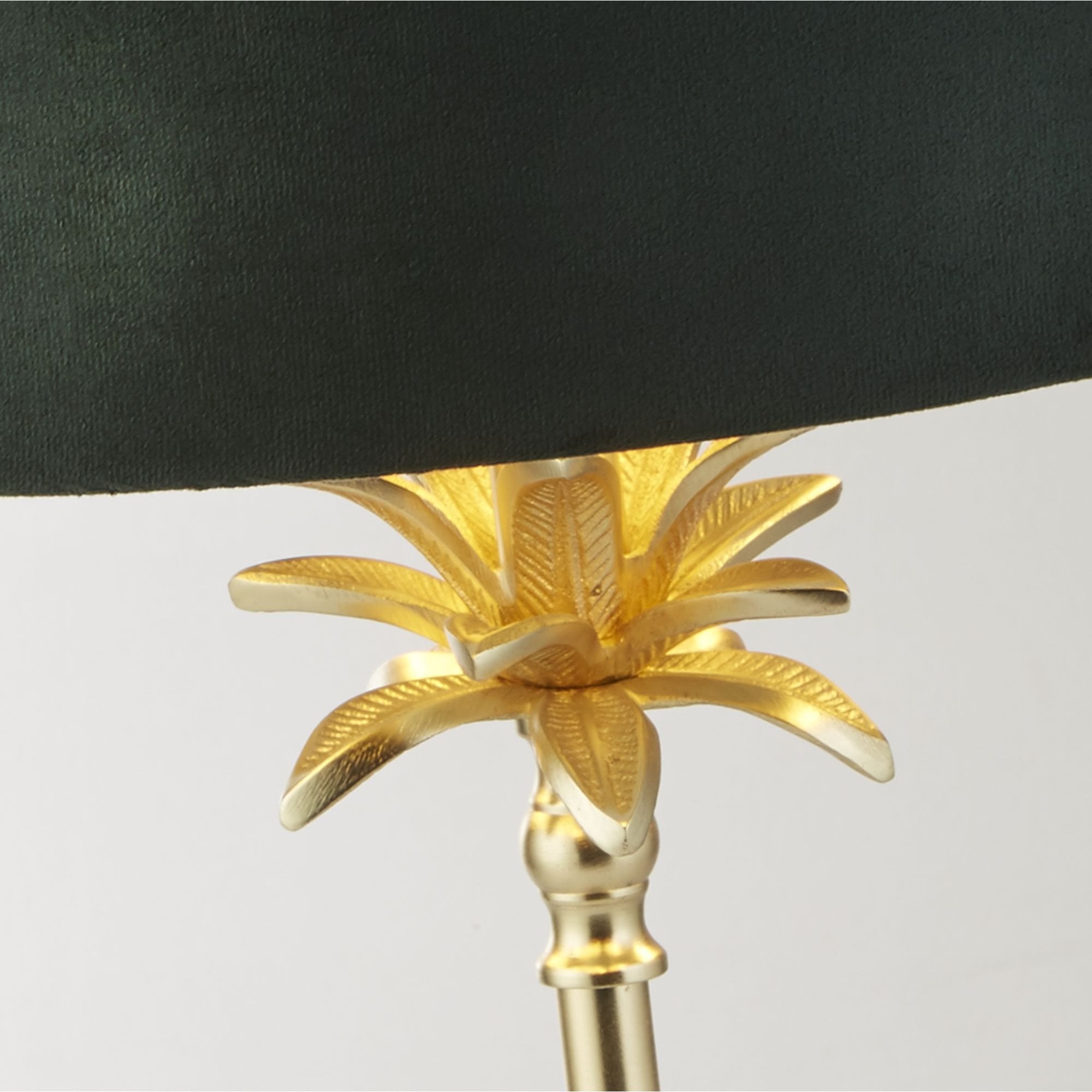 Searchlight Paisley Table Lamp - Satin Brass & Green Velvet Shade
