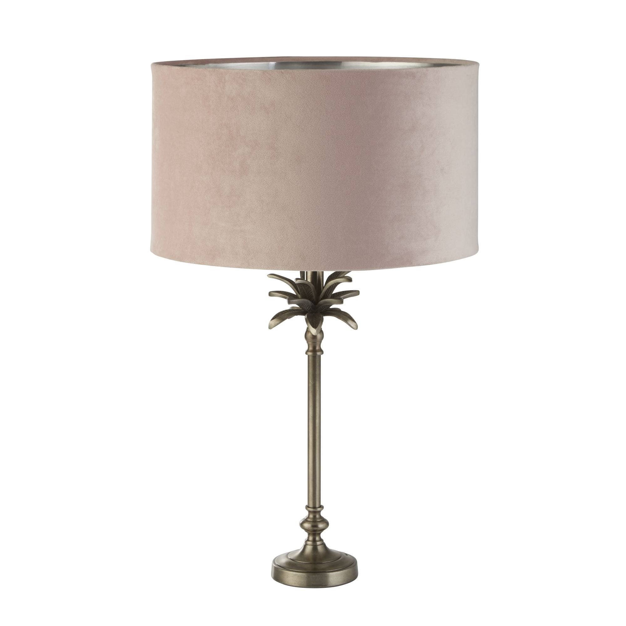 Searchlight Paisley Table Lamp - Antique Nickel & Pink Velvet Shade