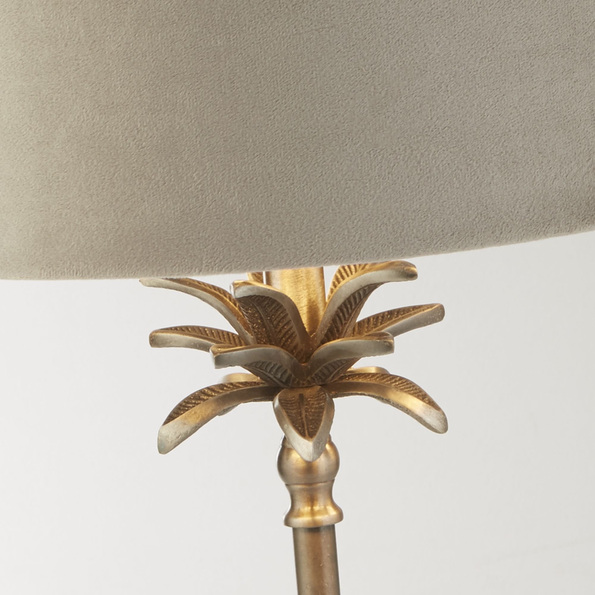 Searchlight Paisley Table Lamp - Antique Nickel & Taupe Velvet Shade