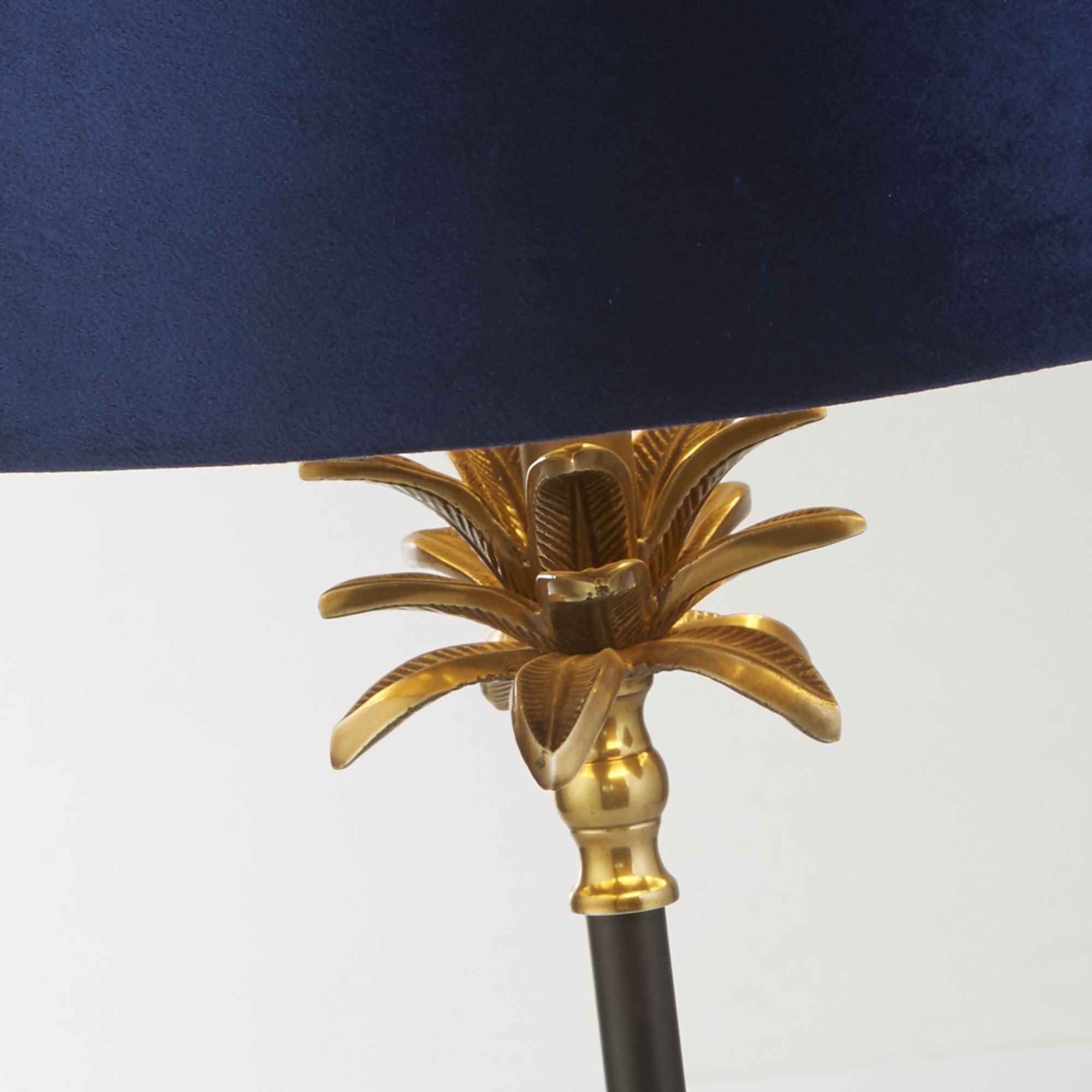 Searchlight Paisley Table Lamp - Black, Antique Brass & Navy Velvet Shade