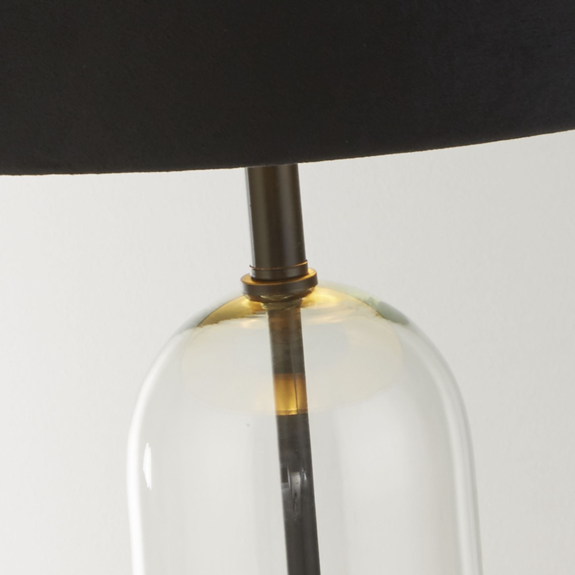 Searchlight Owen Table Lamp - Black, Glass, Marble & Black Velvet