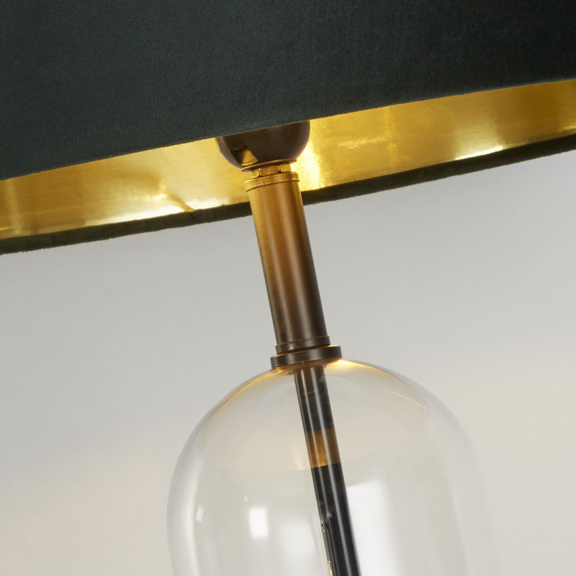 Searchlight Owen Table Lamp - Black, Glass, Marble & Green Velvet