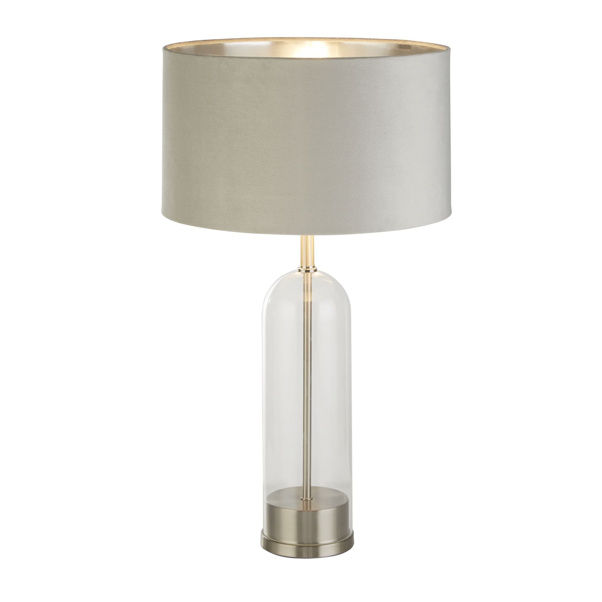 Searchlight Owen Table Lamp Base - Satin Nickel & Glass - Base Only