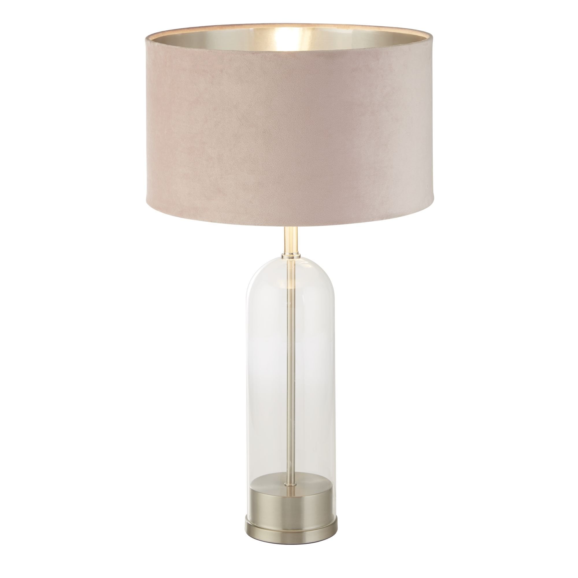 Searchlight Owen Table Lamp Base - Satin Nickel & Glass - Base Only