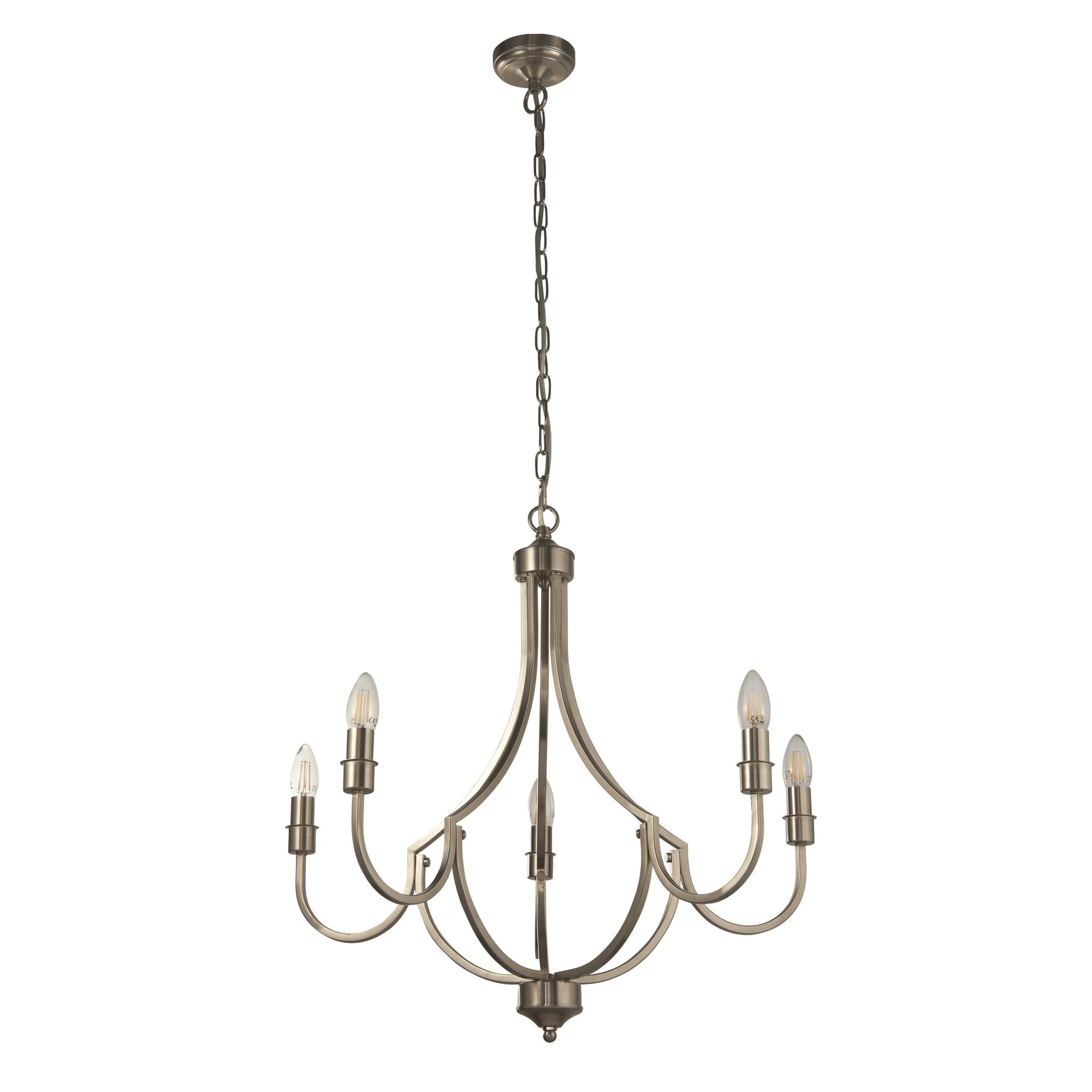 Searchlight Lansdowne 5 Light Pendant - Satin Silver