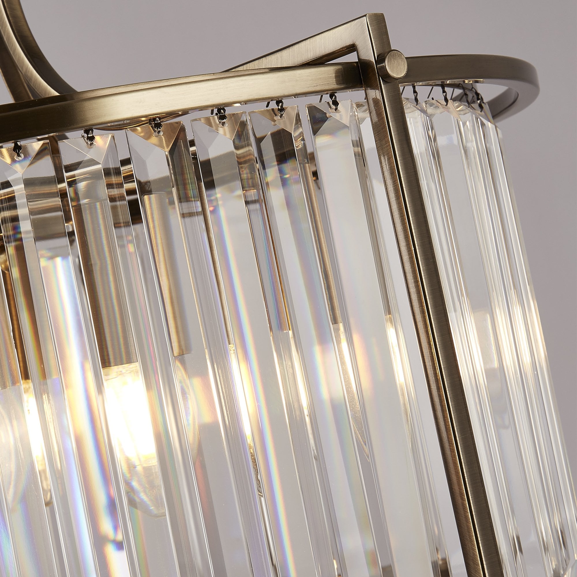 Searchlight Villier 5 Light Pendant - Antique Brass & Clear Crystal