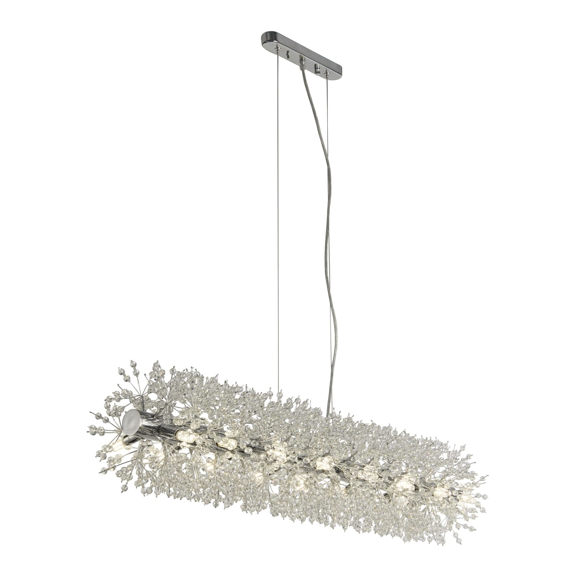 Searchlight Stevenson 16 Light Bar Pendant - Chrome & Glass Beads
