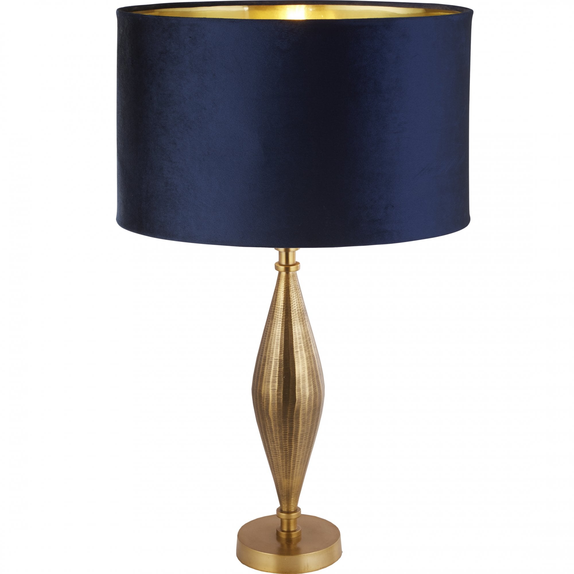 Searchlight Regent Table Lamp - Antique Brass & Navy Velvet Shade