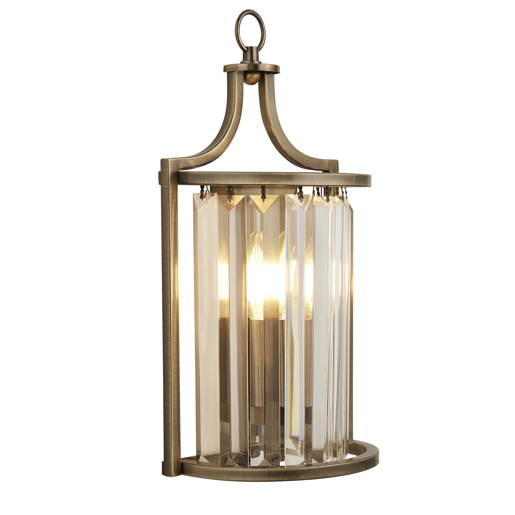 Searchlight Villier Wall Light - Antique Brass & Clear Crystal