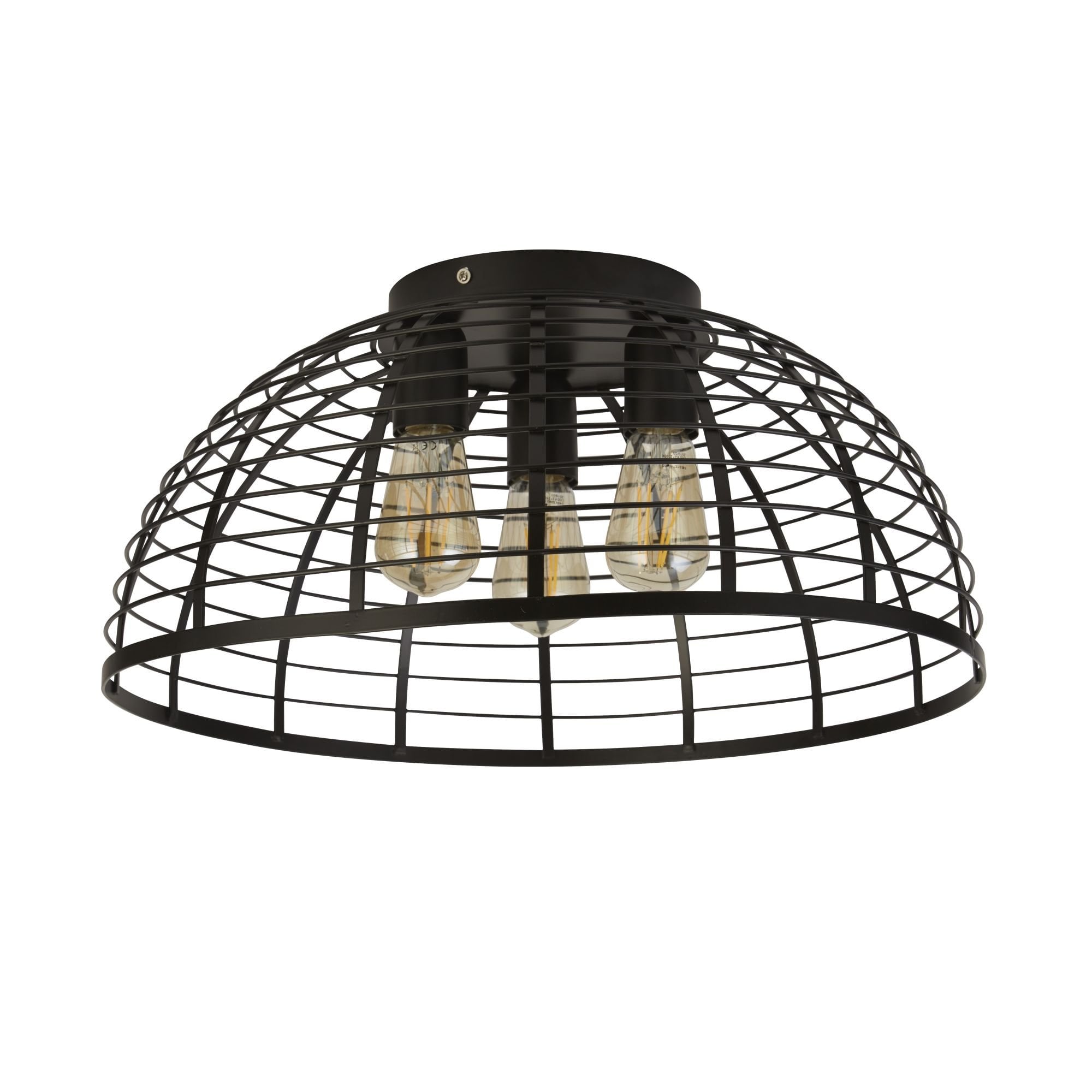 Searchlight Vermouth Cage 3 Light Flush - Matt Black