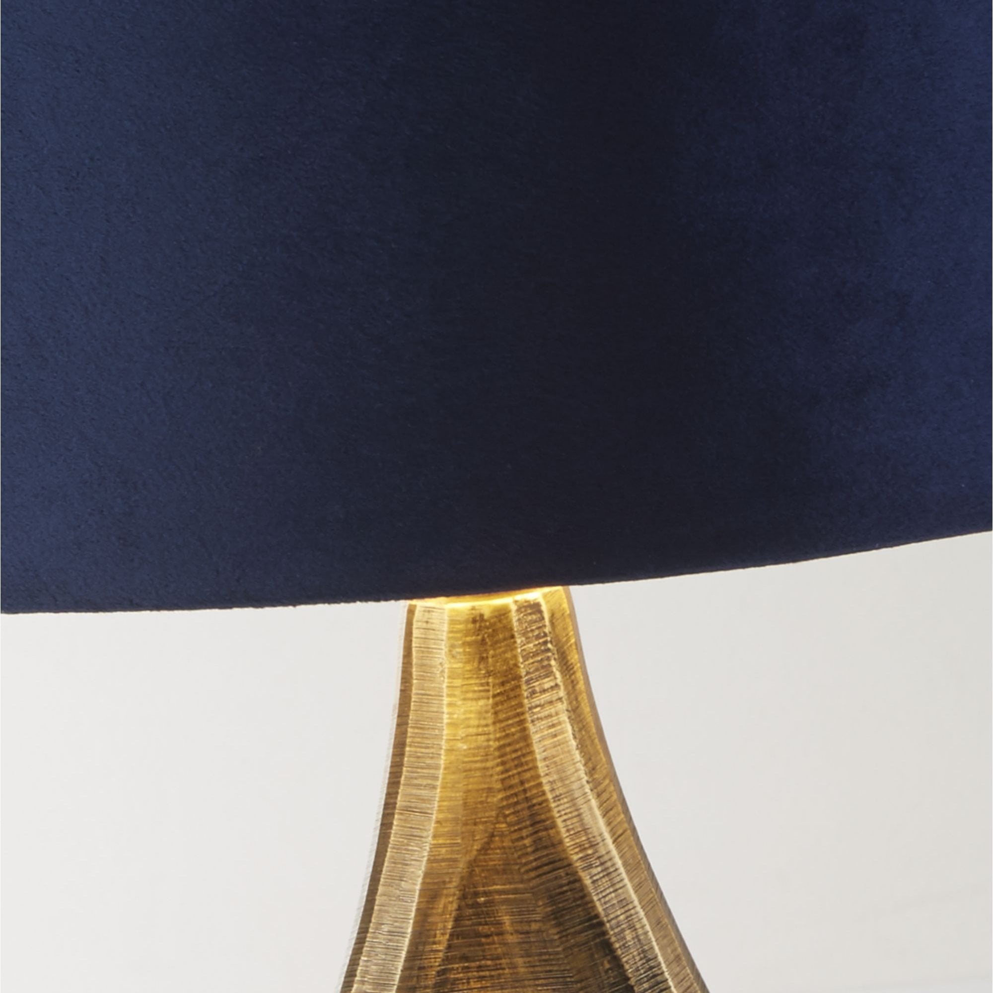 Searchlight Brock Table Lamp - Antique Brass & Navy Velvet Shade