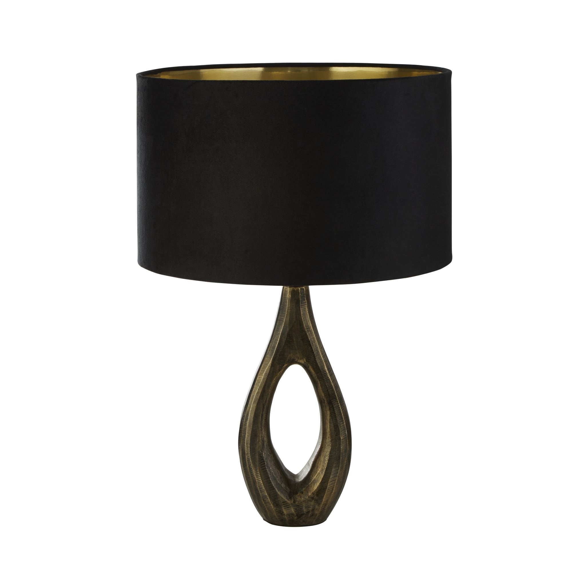 Searchlight Brock Table Lamp - Antique Brass & Black Velvet Shade