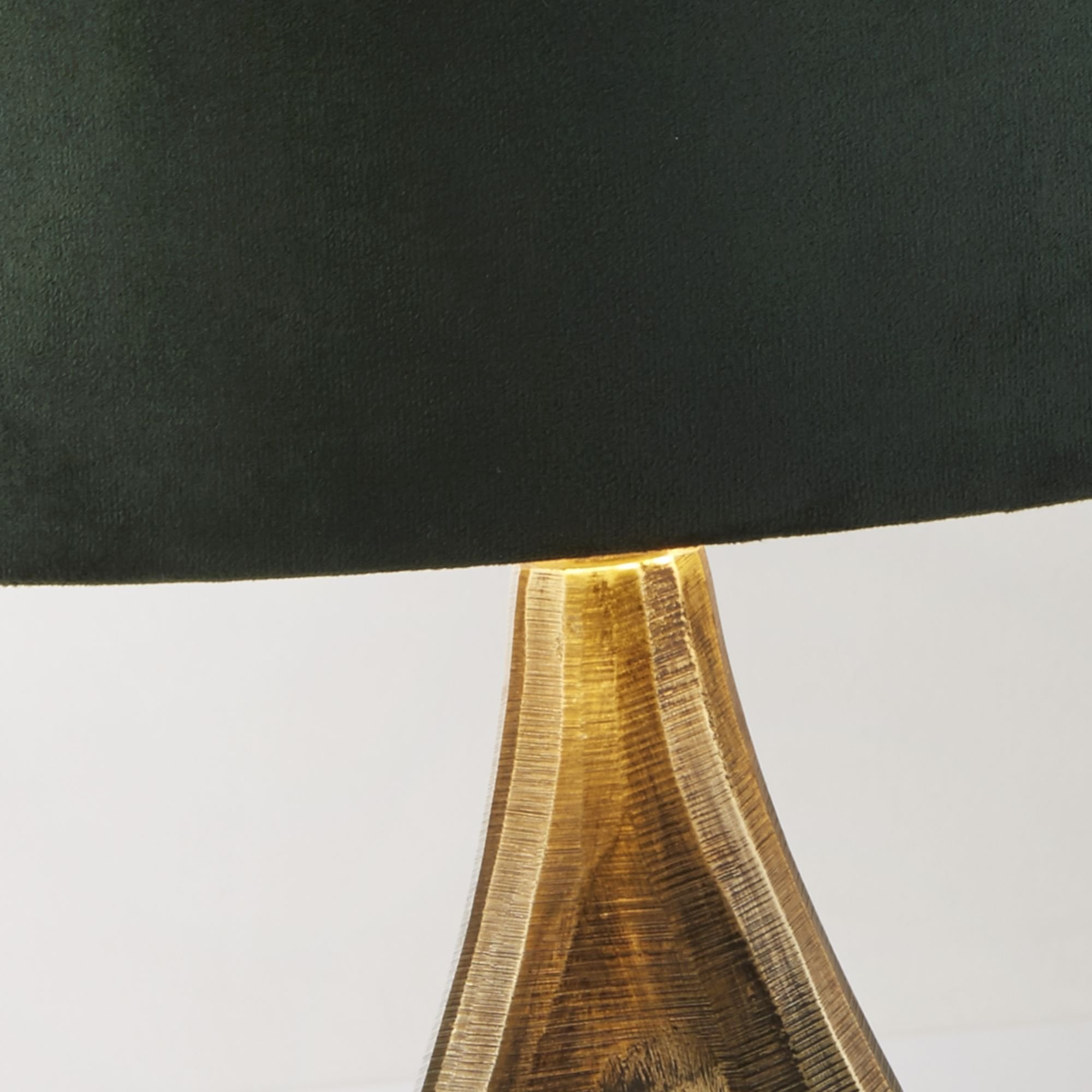 Searchlight Brock Table Lamp - Antique Brass & Green Velvet Shade