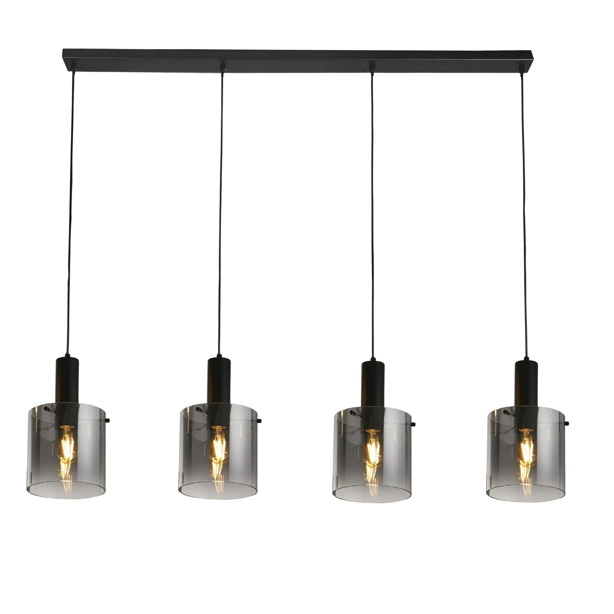 Searchlight Stirling 4 Light Bar Pendant - Black & Smoked Ombre Glass