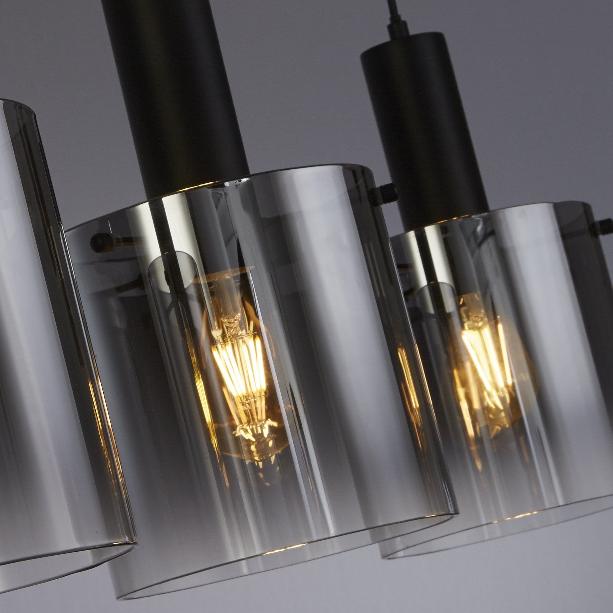 Searchlight Stirling 4 Light Bar Pendant - Black & Smoked Ombre Glass