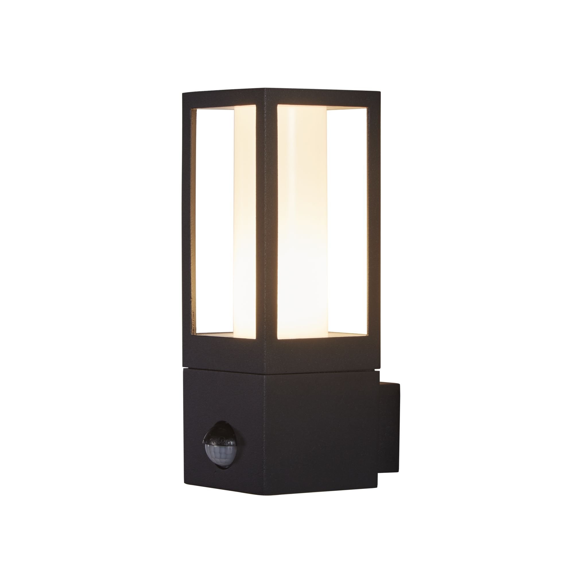 Searchlight Badminton Outdoor Wall Light with PIR - Black & White Polycarbonate