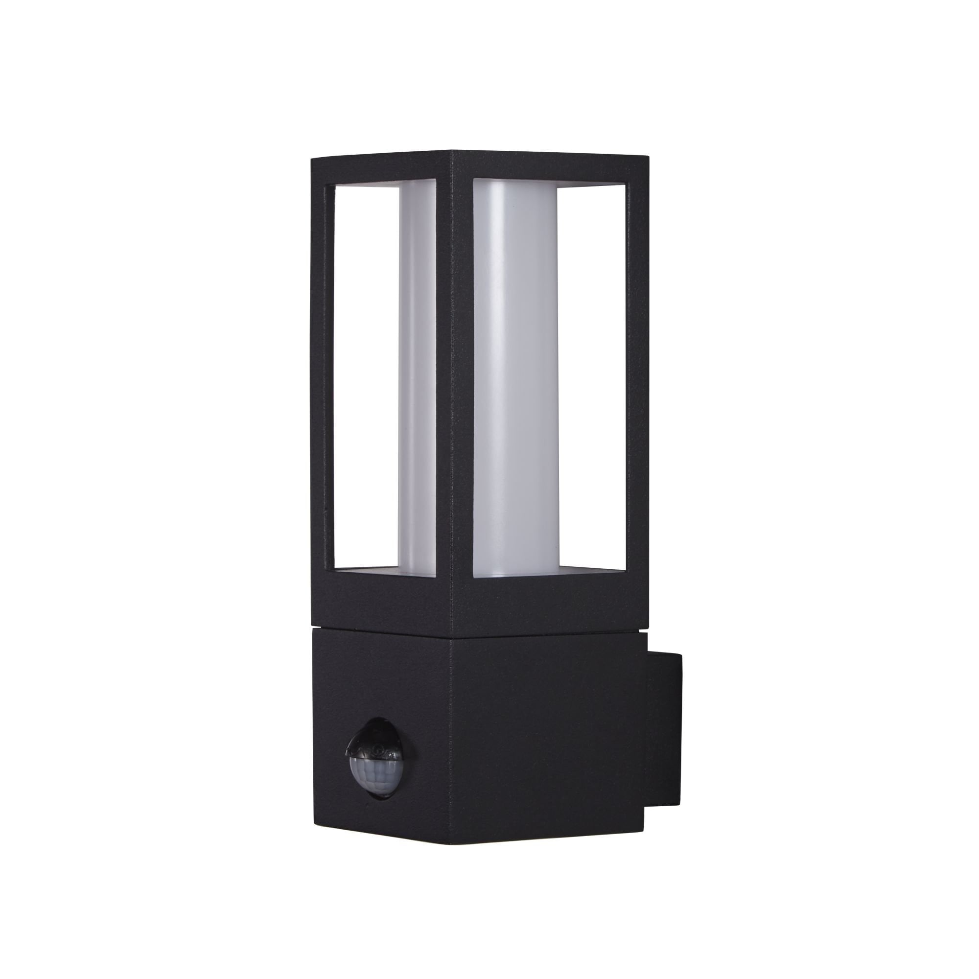 Searchlight Badminton Outdoor Wall Light with PIR - Black & White Polycarbonate