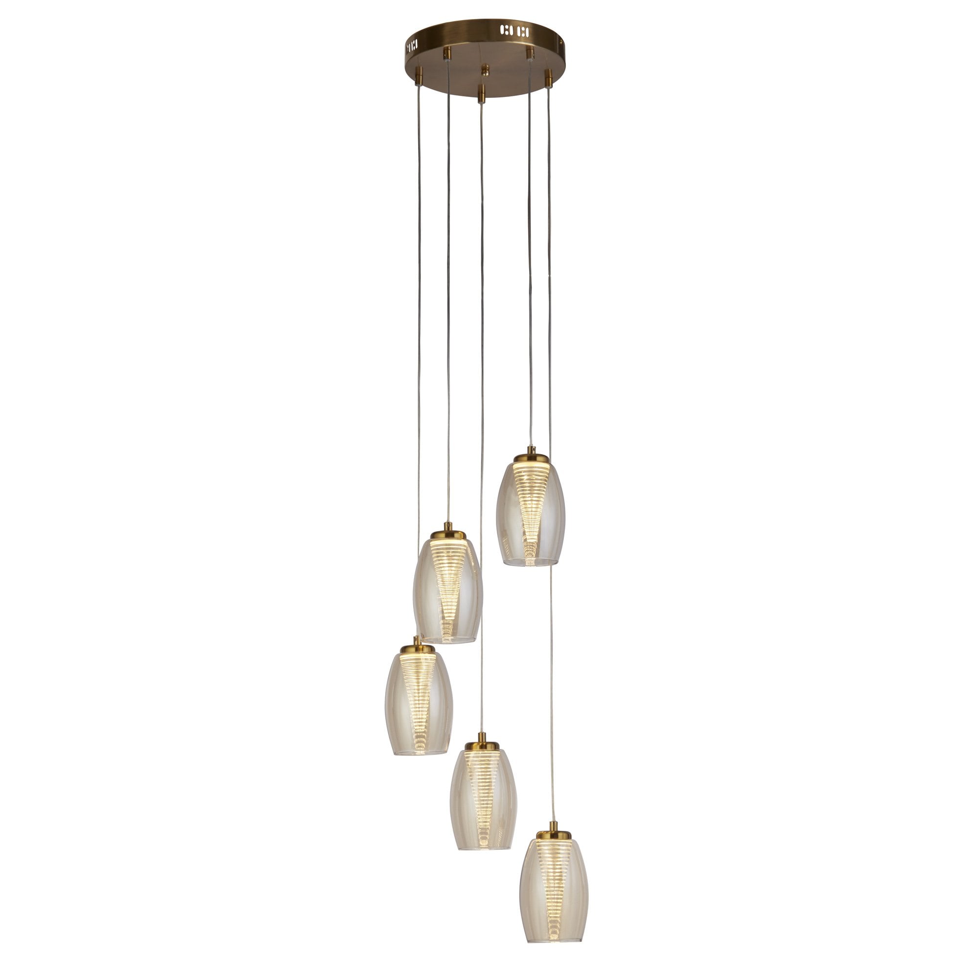 Searchlight Chapman 5 Light Pendant - Bronze & Champagne Glass