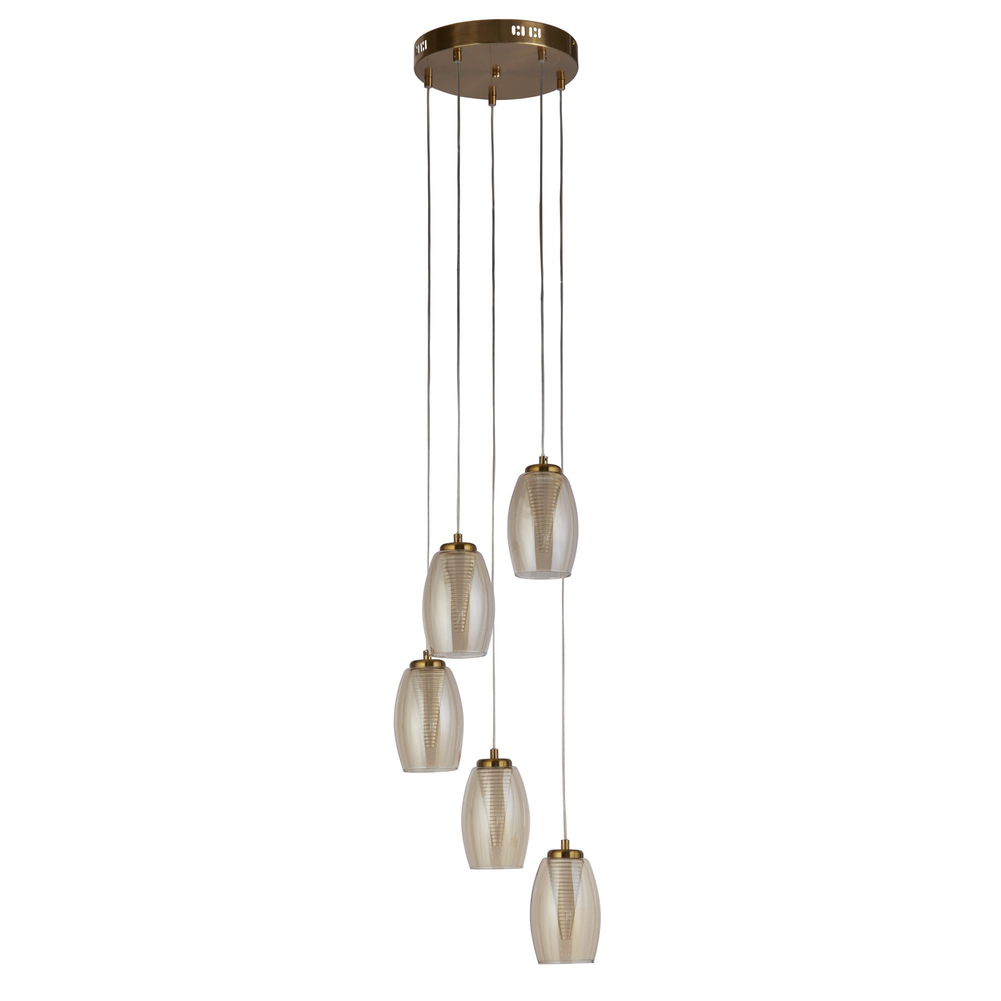 Searchlight Chapman 5 Light Pendant - Bronze & Champagne Glass
