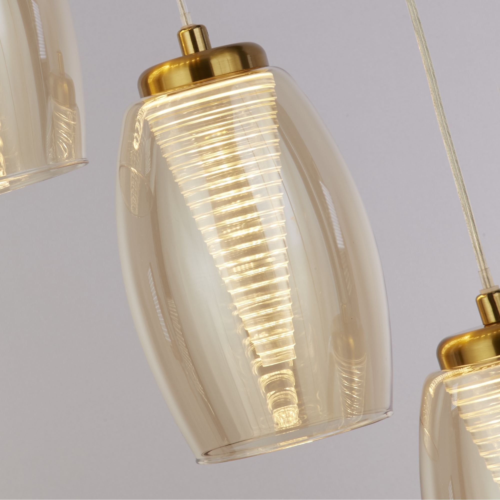 Searchlight Chapman 5 Light Pendant - Bronze & Champagne Glass