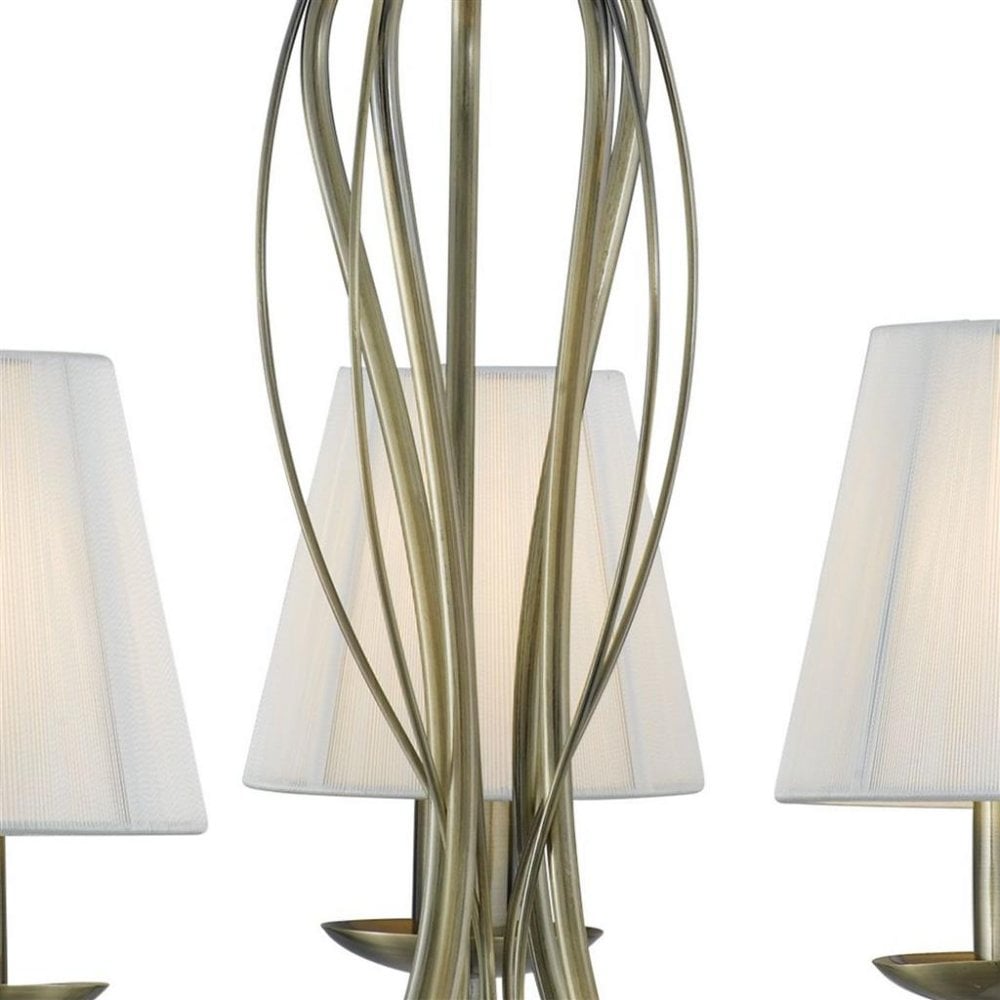 Searchlight Althorp 5 Light Pendant - Antique Brass & Ivory String Fabric