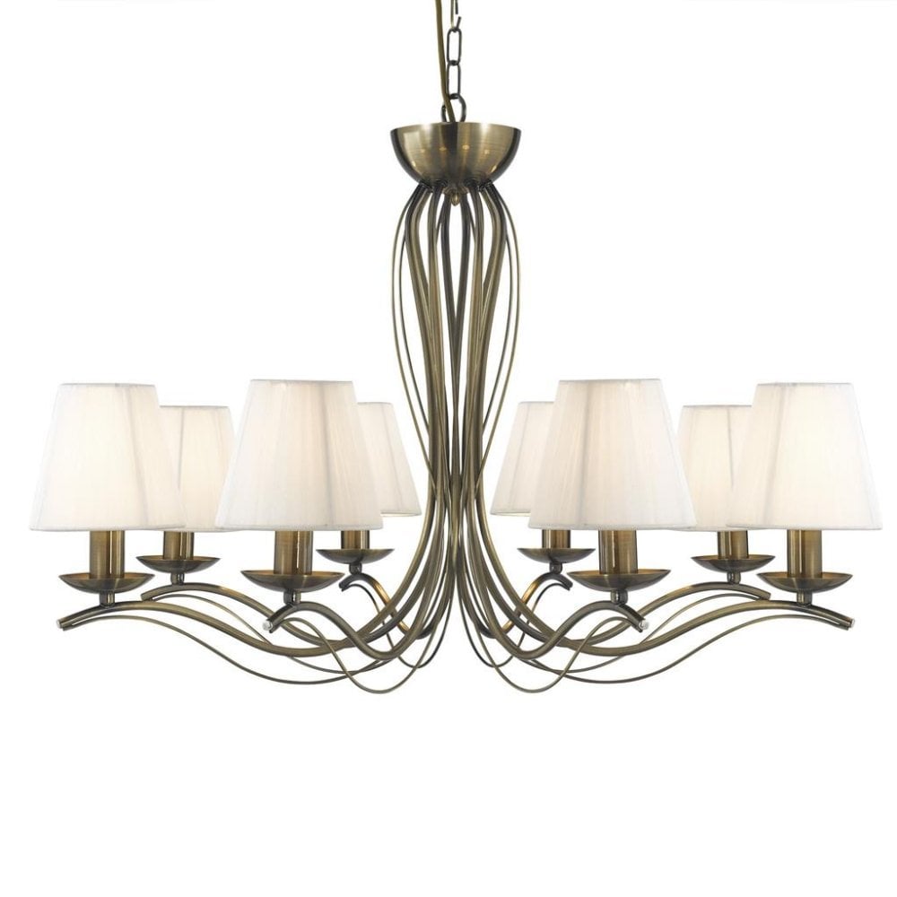 Searchlight Althorp 8 Light Pendant - Antique Brass & Ivory String Fabric