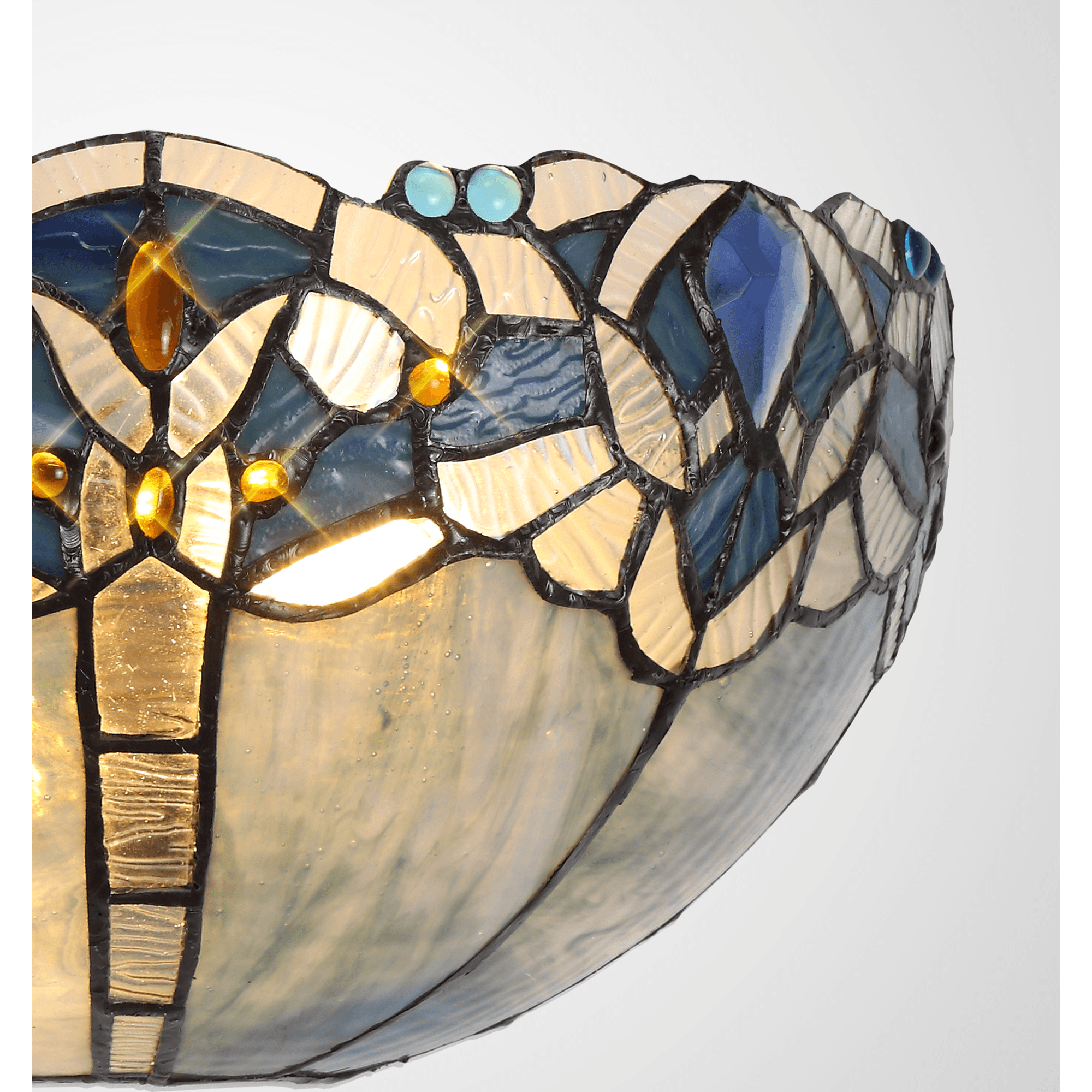 Fabula Newmans 2 Light Wall Lamp - 30cm Tiffany Shade - Blue