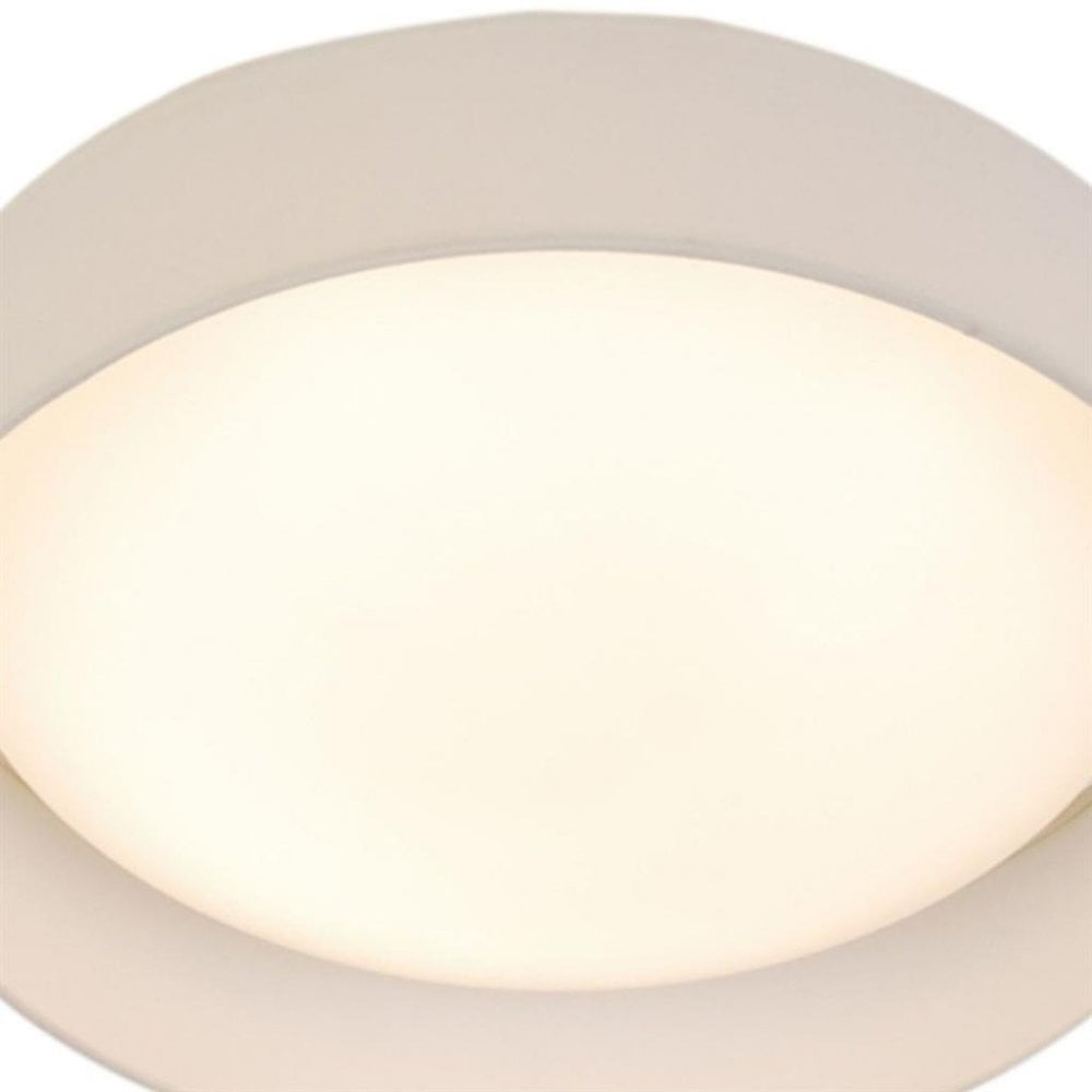 Searchlight Garson LED Flush - White Fabric & Acrylic Diffuser