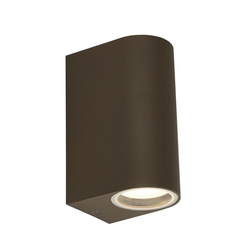 Searchlight Eaton Outdoor 2 Light Wall Light - Rustic Brown, Clear & Frosted
