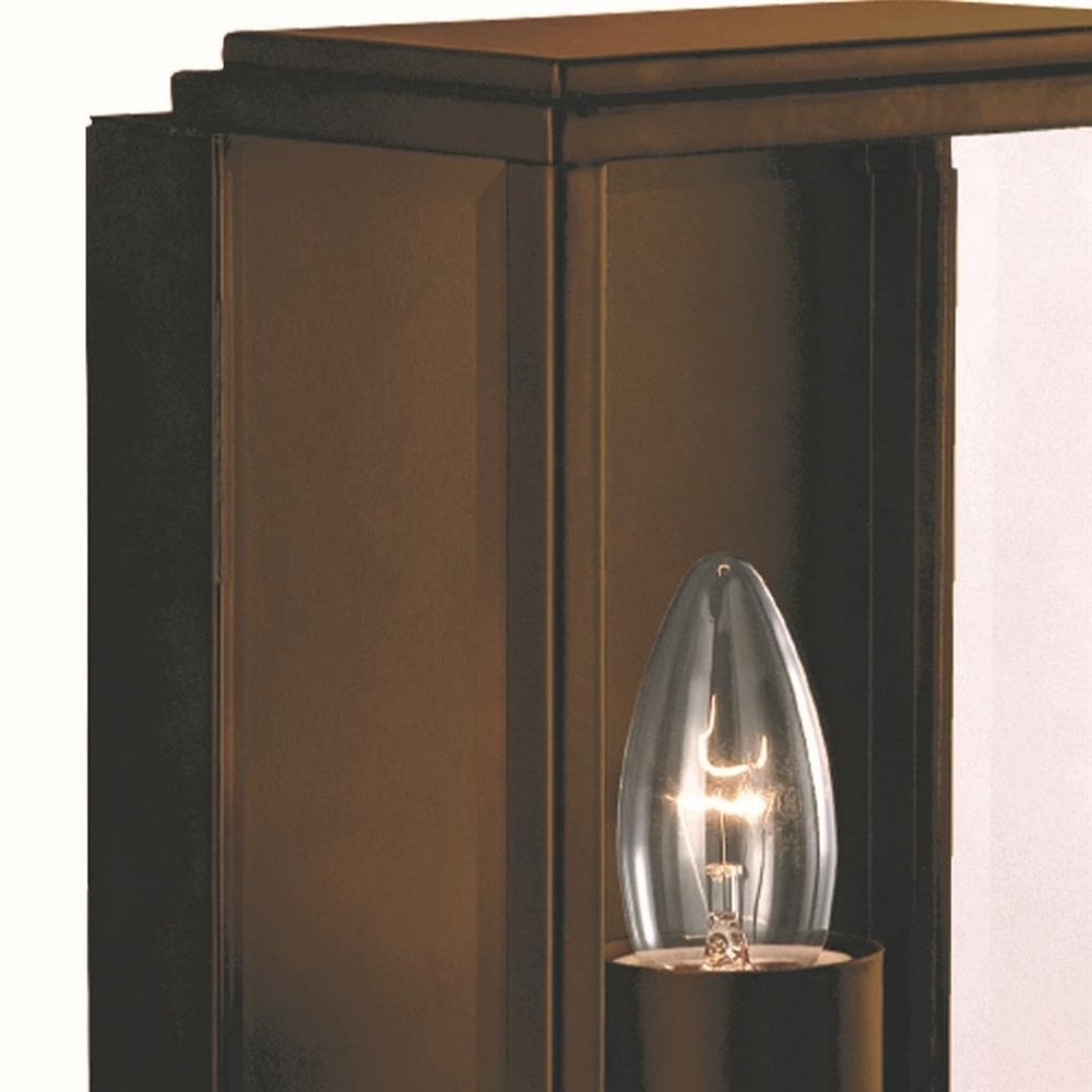 Searchlight Byron Outdoor Wall Light - Rustic Brown & Glass