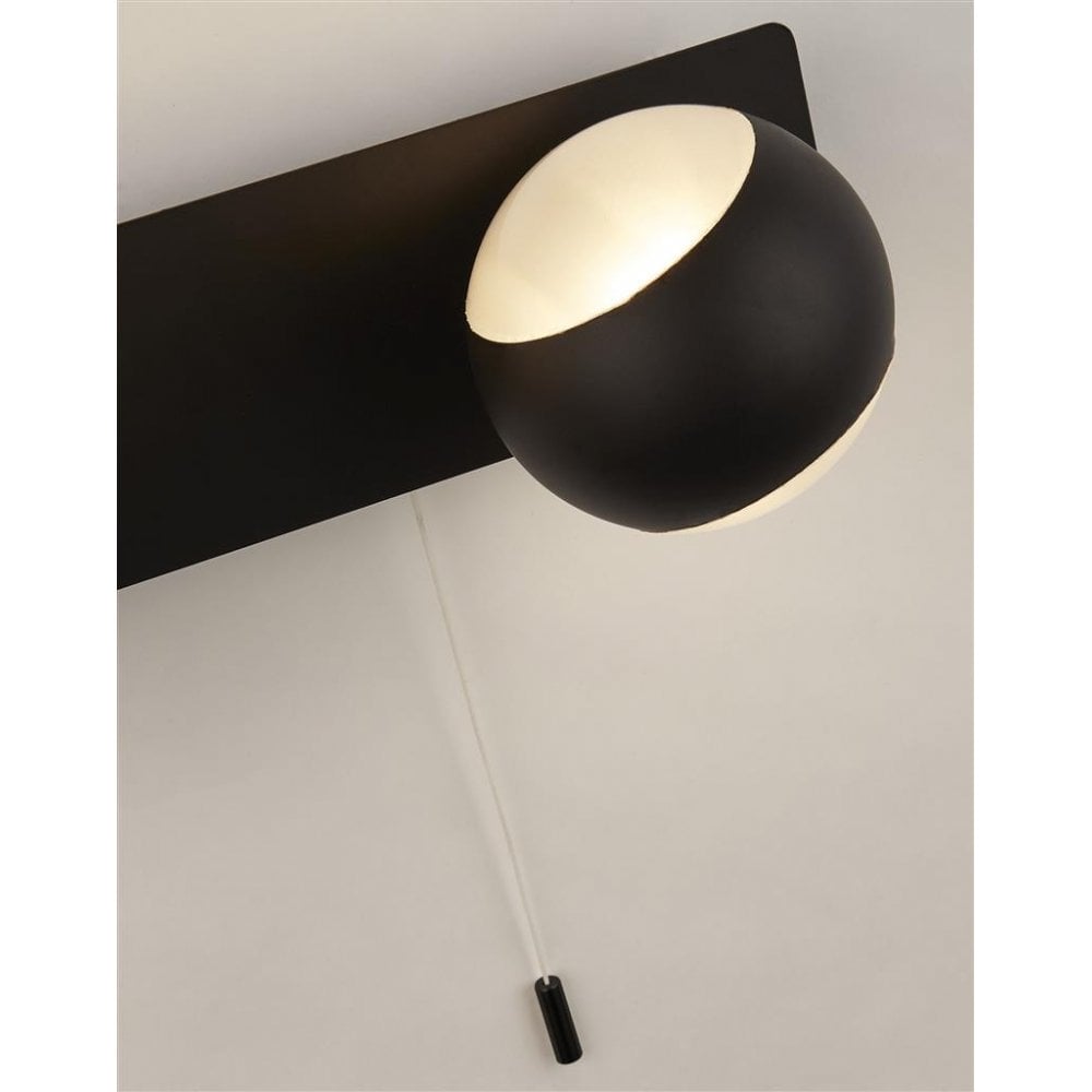Searchlight Falstaff 3 Light Wall Light - Black & Opal Glass