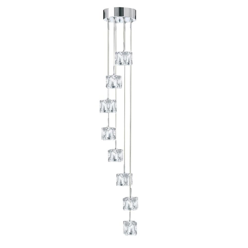 Searchlight Imrie 8 Light Multi-Drop Pendant - Chrome & Glass