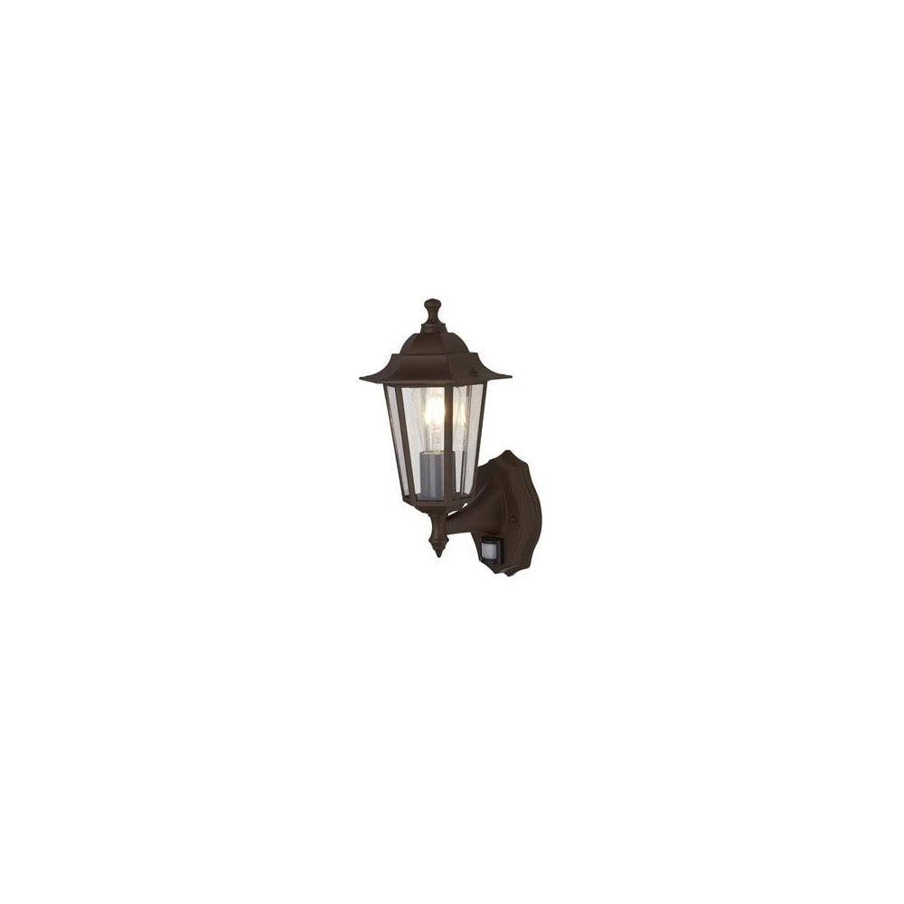 Searchlight Acton Outdoor Wall Light with PIR - Rust Brown & Glass