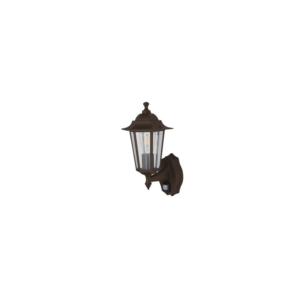 Searchlight Acton Outdoor Wall Light with PIR - Rust Brown & Glass