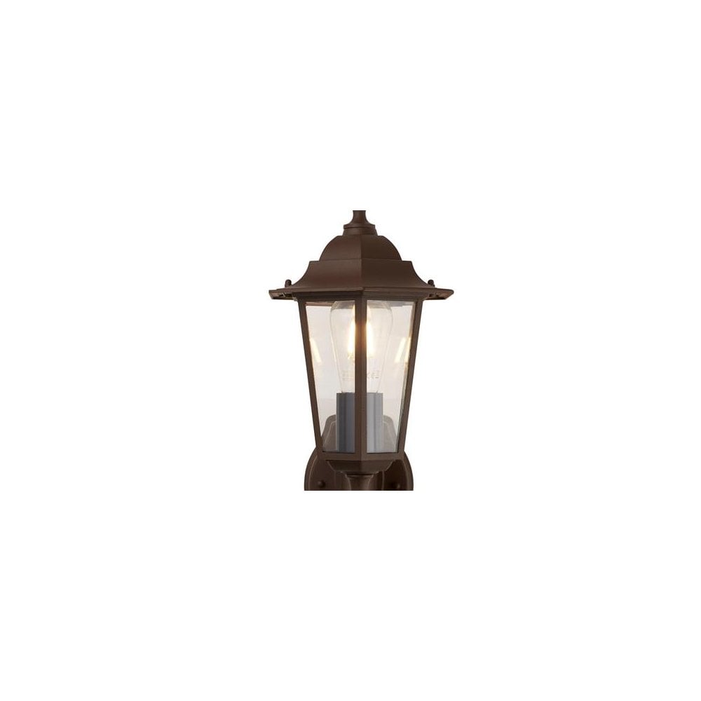 Searchlight Acton Outdoor Wall Light with PIR - Rust Brown & Glass
